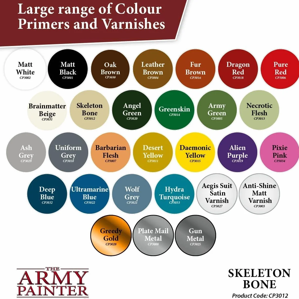The Army Painter Colour Primer Skeleton Bone, 400 mL akrylowy spray podkładowy, farba w sprayu do grundowania figurek, modelowania figurek do gier fabularnych, planszowych i bitewnych.