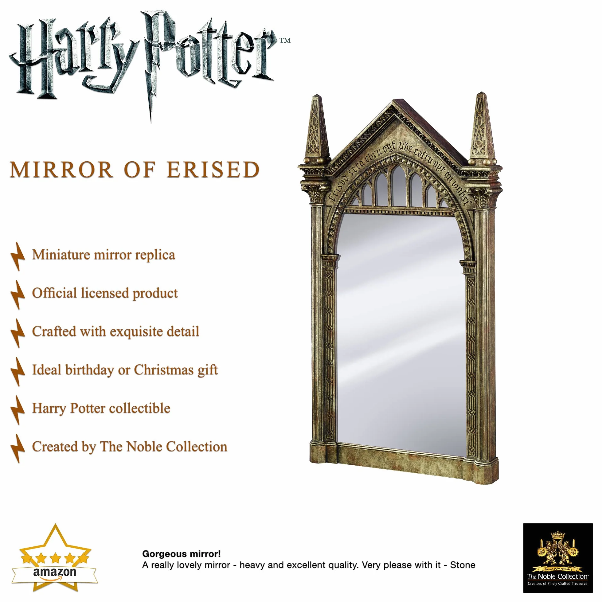 The Noble Collection Harry Potter The Mirror of Erised, 42 cm, odlewana miniaturowa replika lustra, oficjalnie licencjonowany zestaw filmowy, rekwizyty, prezenty