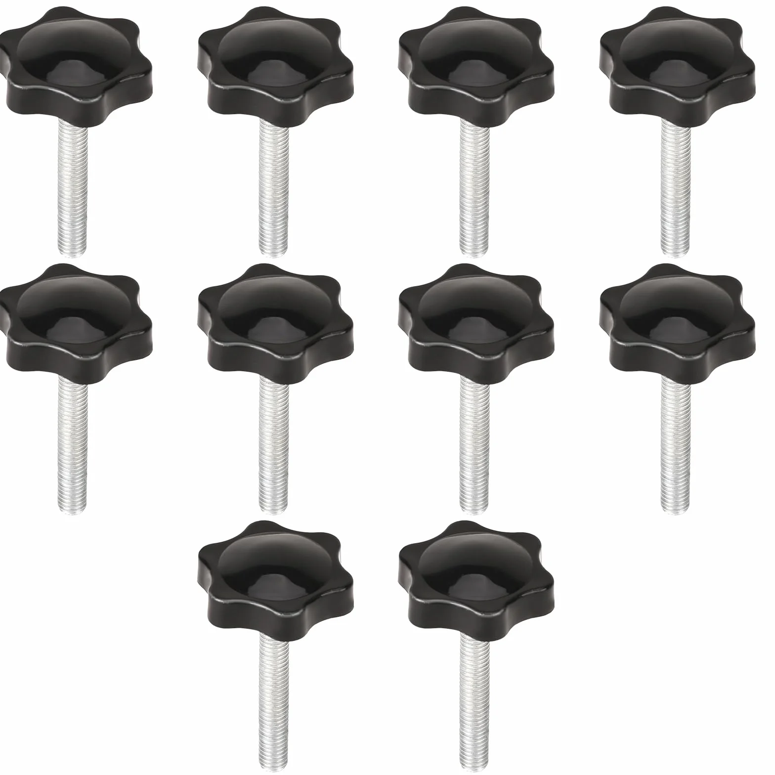 10 sztuk śrub radełkowanych M6 x 40 mm śruba gwiazdowa śruby z uchwytem gwiazdowym śruby skrzydłowe śruba z łbem gwiazdowym radełkowana czarna gwint przycisk zaciskowy