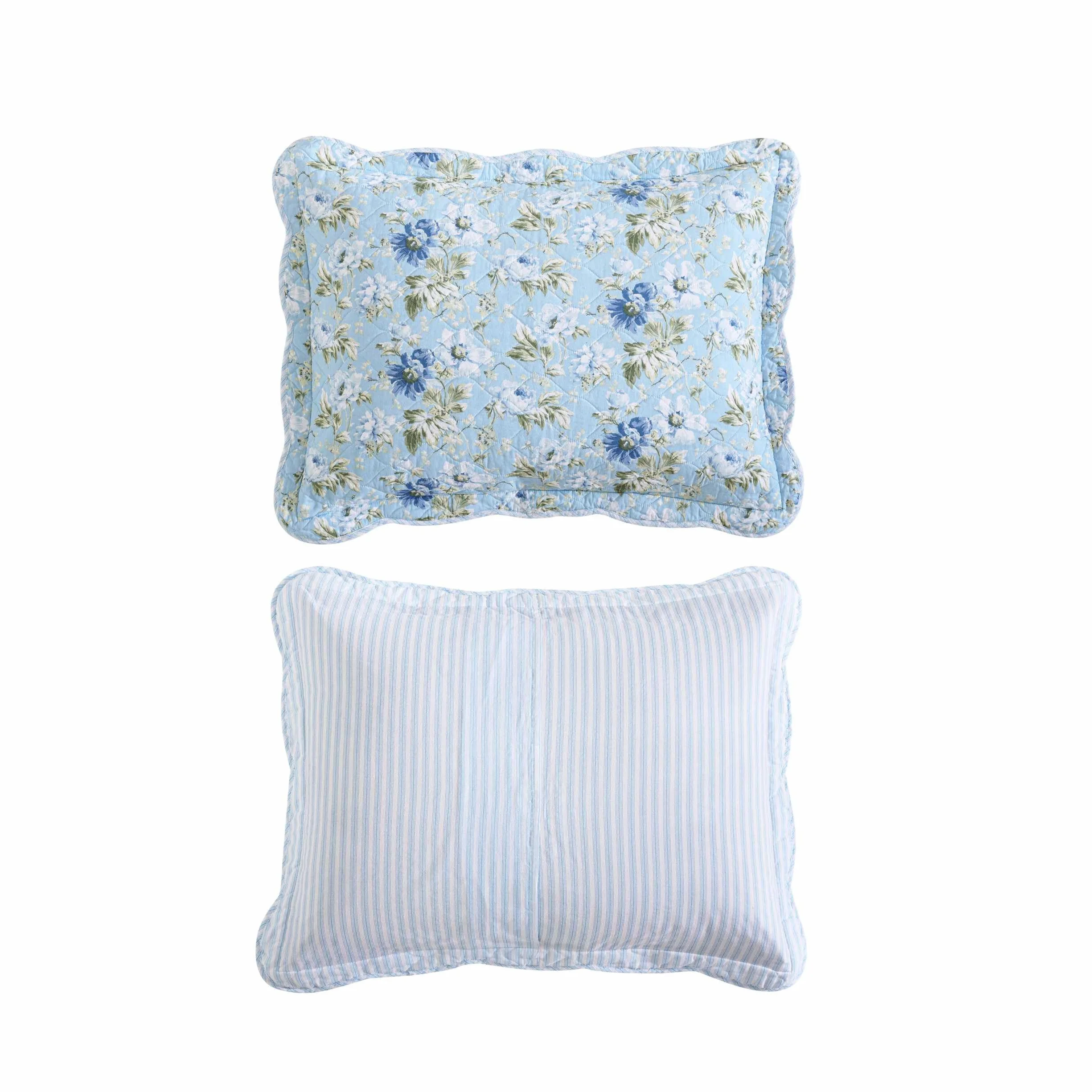 Laura Ashley - Zestaw kołder, super miękka pościel z pasującymi poszewkami na brzegi (Peony Garden Blue, Full/Queen)