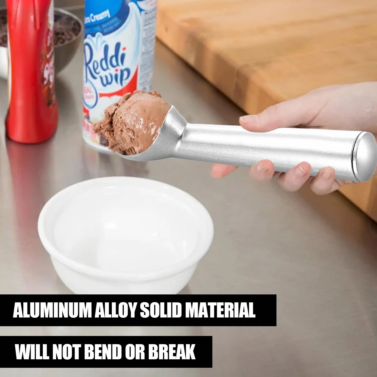 Aluminiowe narzędzia do lodów, zestaw łyżek, nieprzywierające, gładki serwer deserowy z ergonomicznym uchwytem