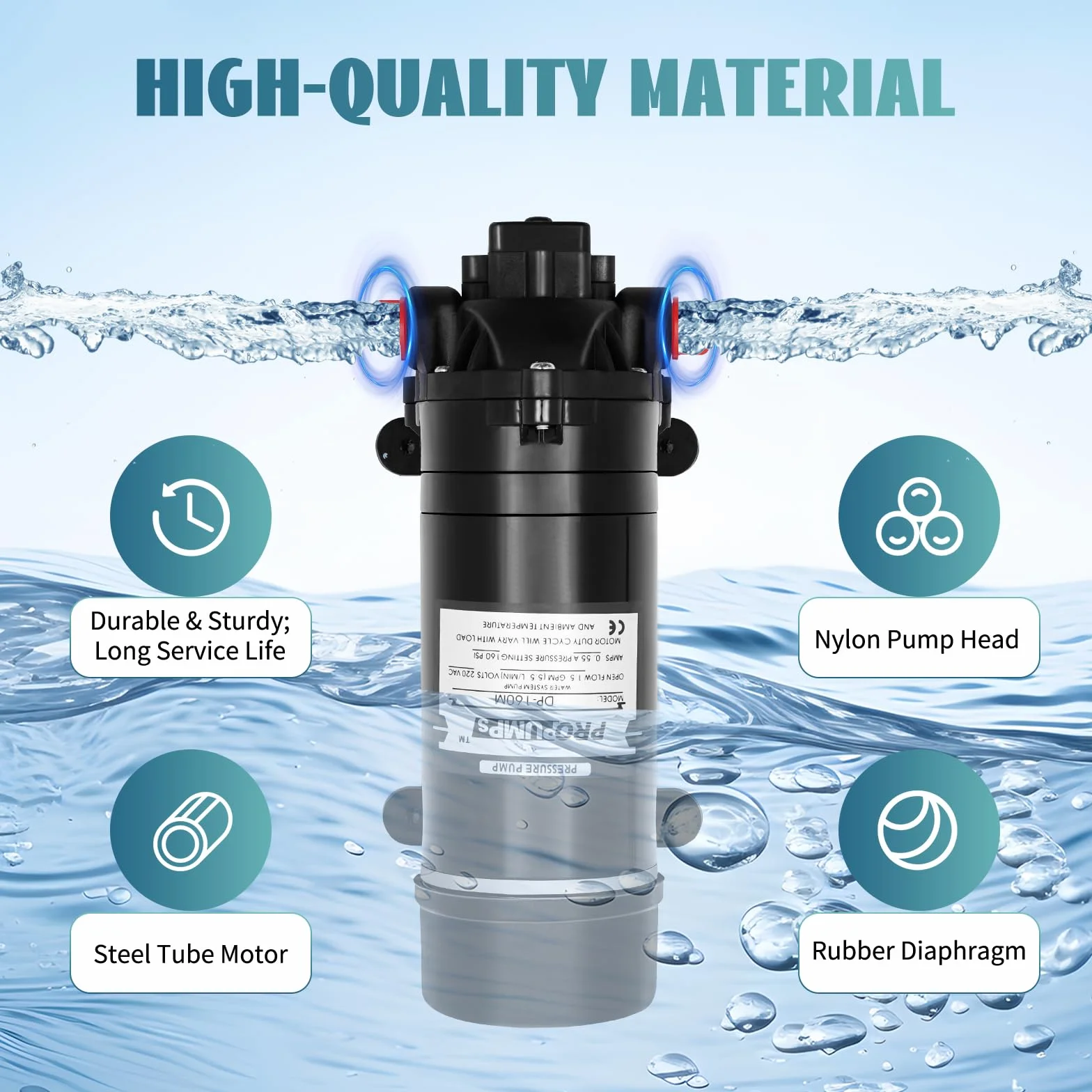 Pompa Membranowa 220 V DP-160 M, Wodna 70 W, Samozasysająca 5-5,5 L/Min, 160 PSI, Wysokociśnieniowa Z Przełącznikiem Ciśnieniowym