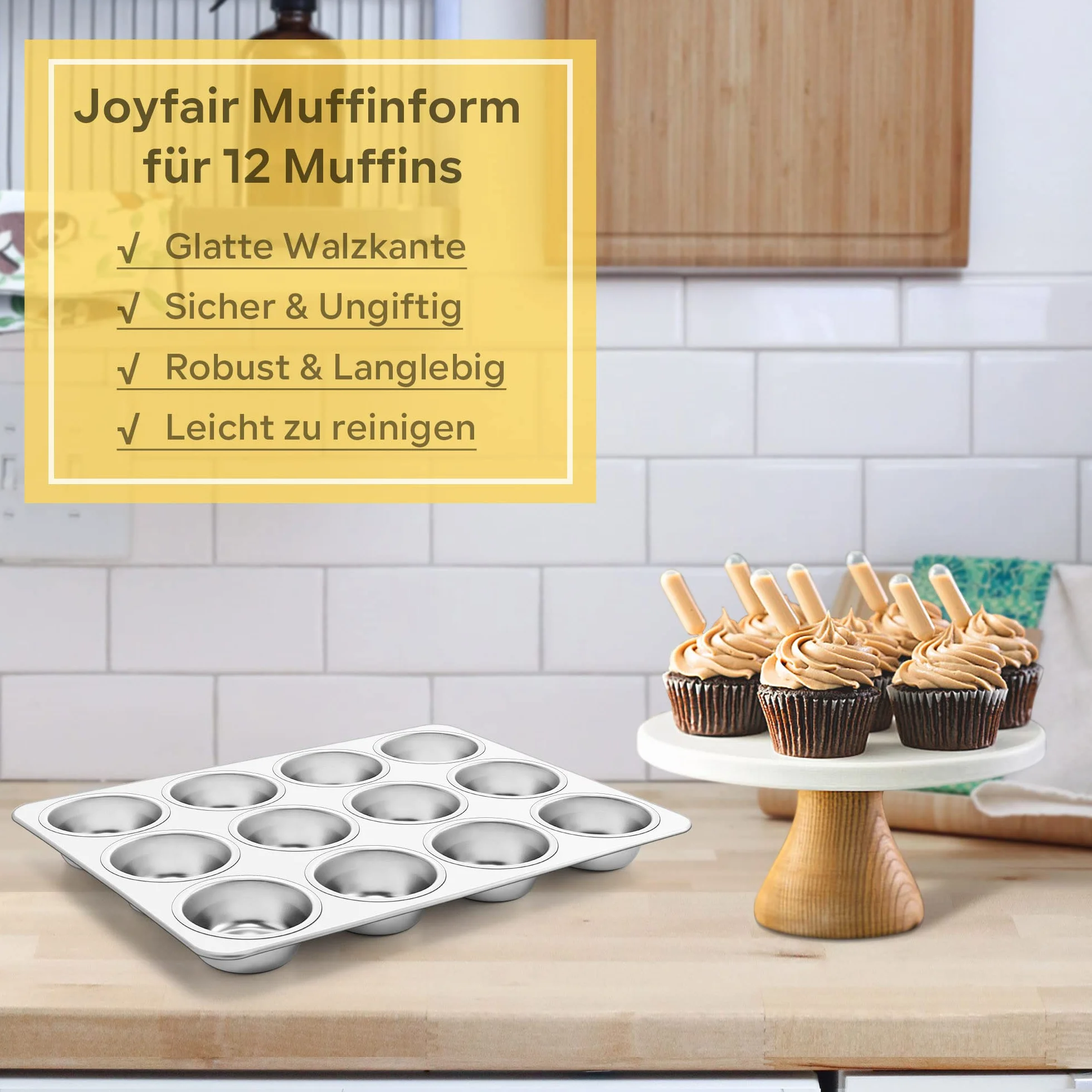 Joyfair Forma do muffinek ze stali nierdzewnej na 12 muffinów