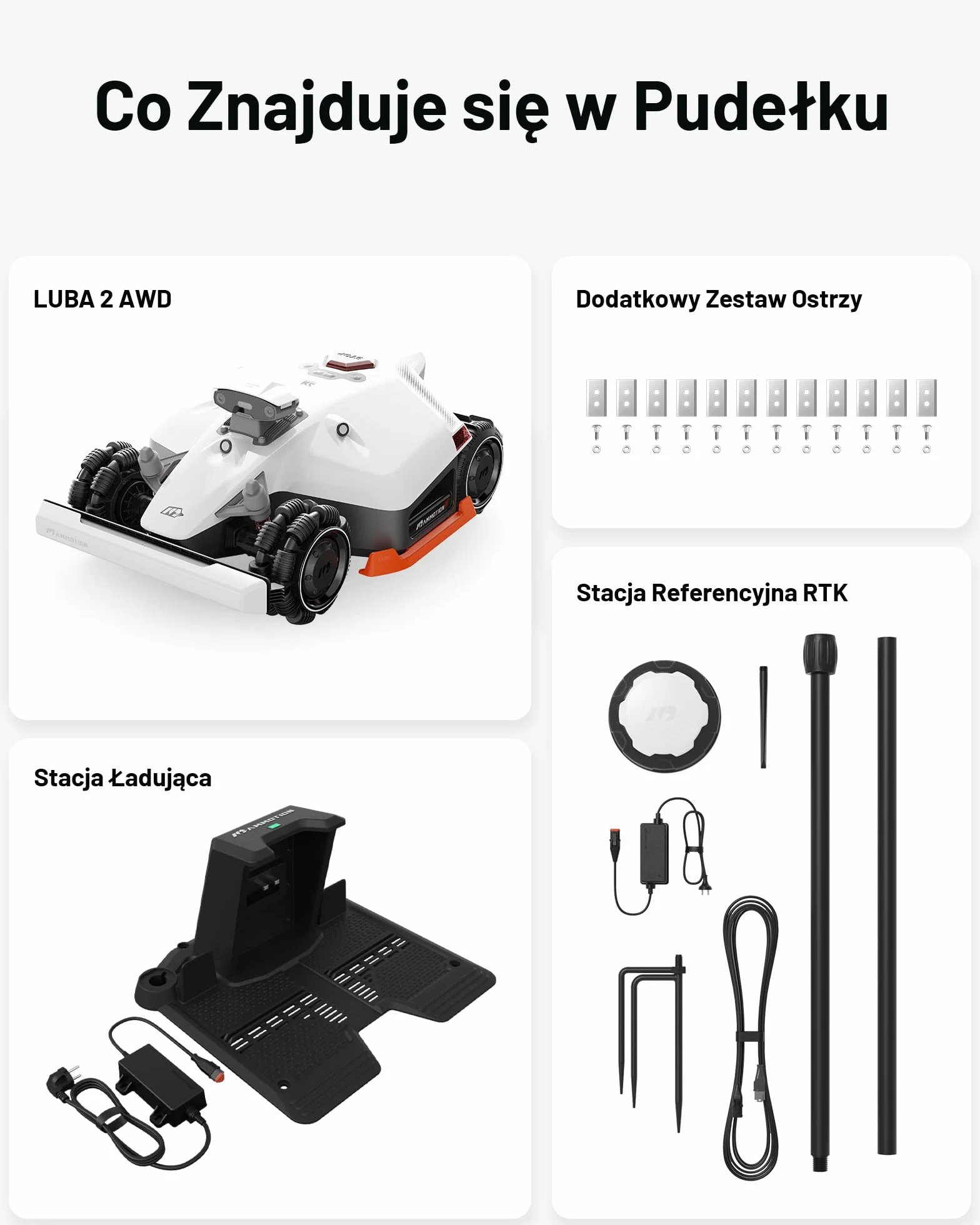 MAMMOTION LUBA 2 AWD 3000X Bezprzewodowa Kosiarka Automatyczna Zalecane 3000 m², maks.3600 m², Automatyczne Mapowanie UltraSense AI Vision i Pozycjonowanie iNavi
