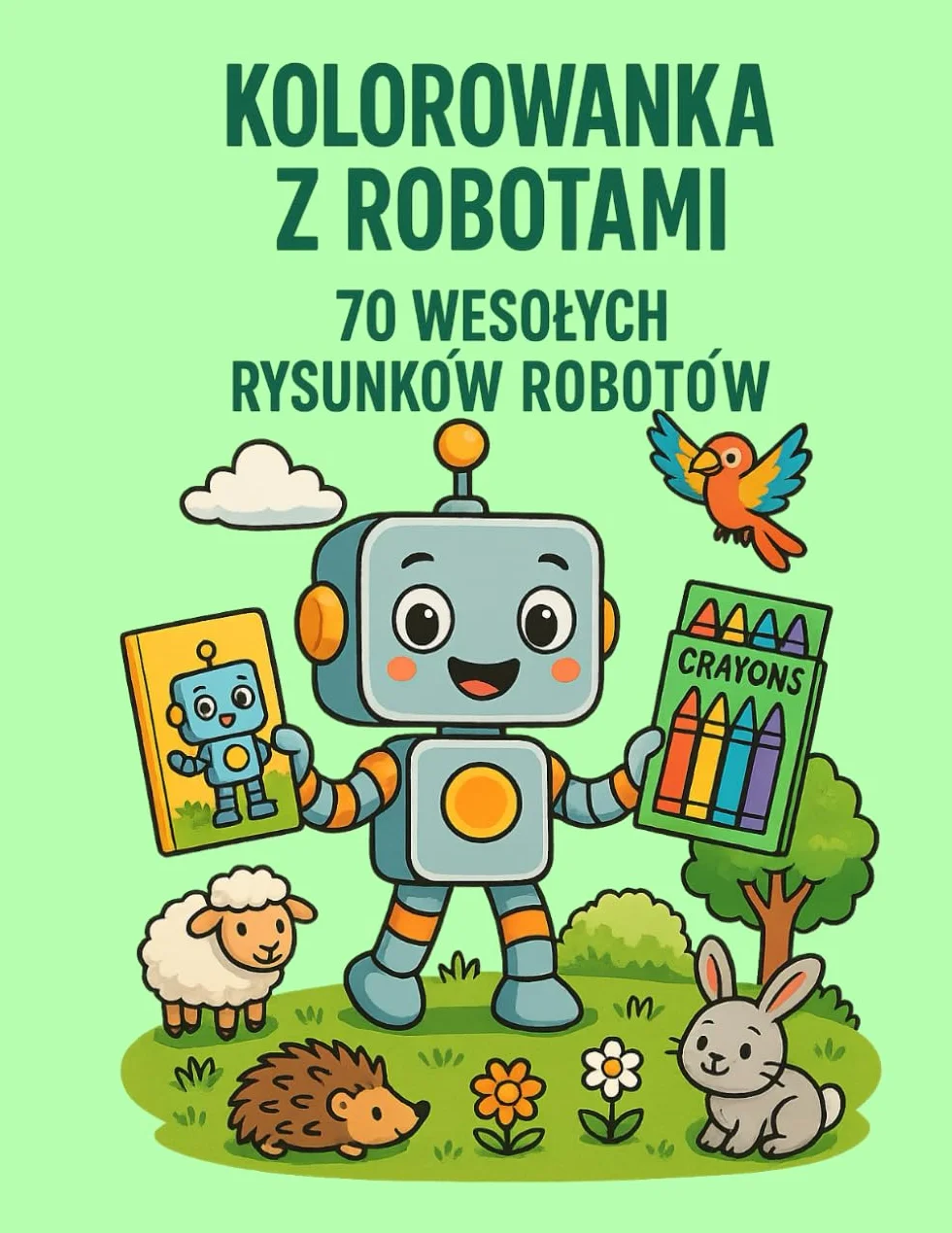 KOLOROWANKA Z ROBOTAMI DLA DZIECI: 70 zabawnych robotów do kolorowania – dla dzieci w wieku 3–10 lat