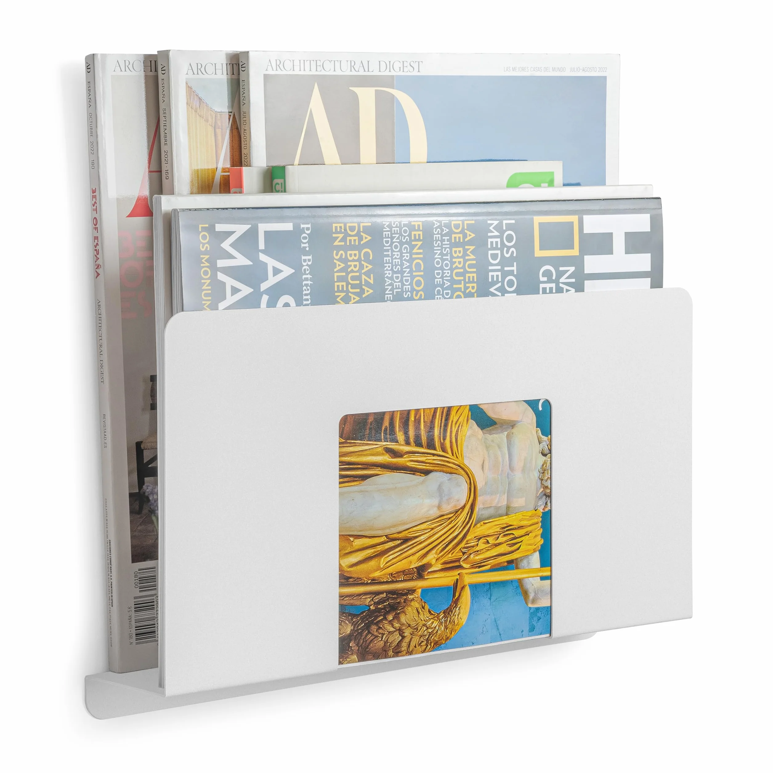Regał ścienny na czasopisma, organizer na biurko, segregator, folder na dokumenty, papier A4, arkusze A4, kuchnia, materiały biurowe, wejściowe, półka łazienkowa. (biały, 1 szt.)