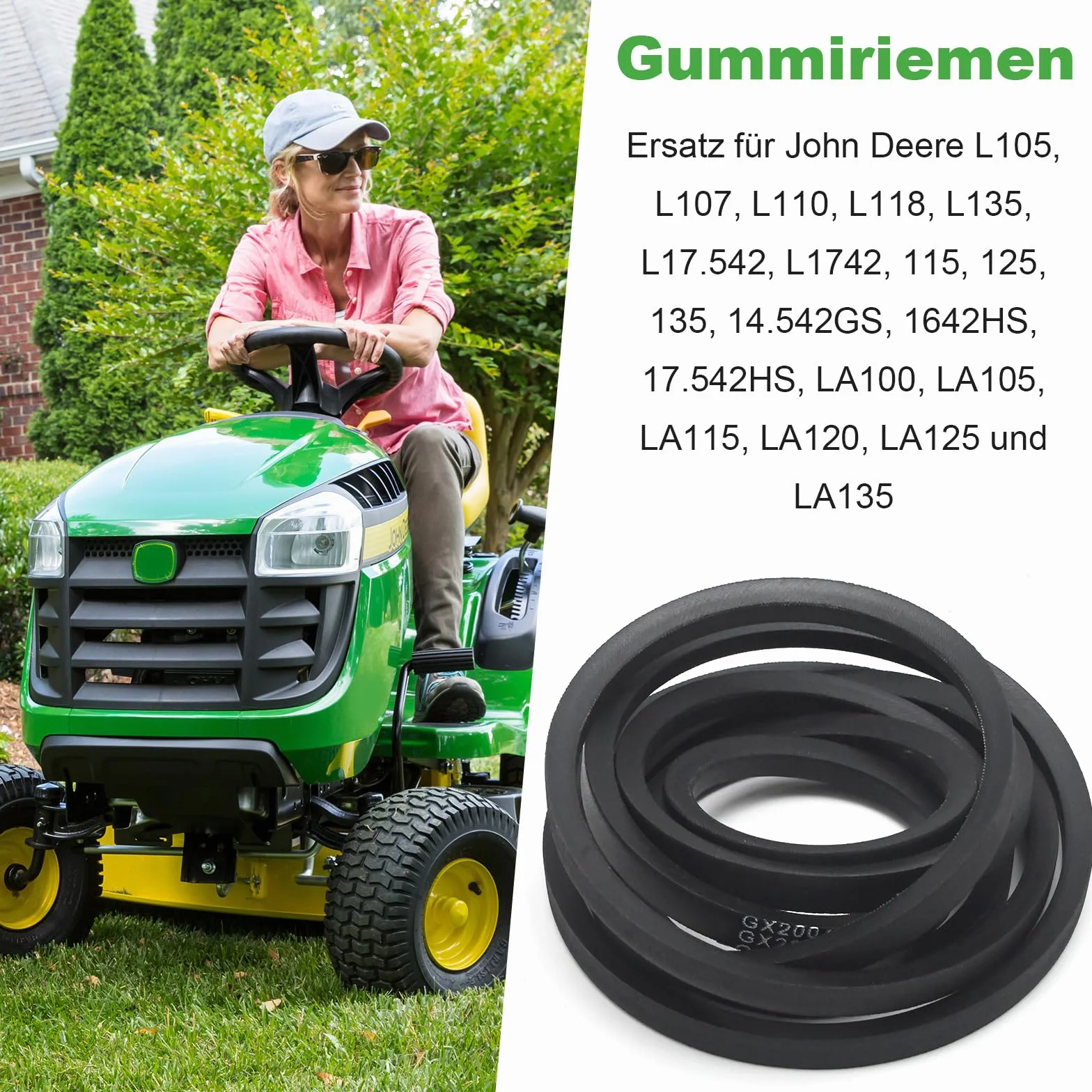 GY20570 pasek gumowy, pasek do kosiarki do trawy, zamiennik dla John Deere LA100 105 110 115 120 125 135, zastępuje GX20072