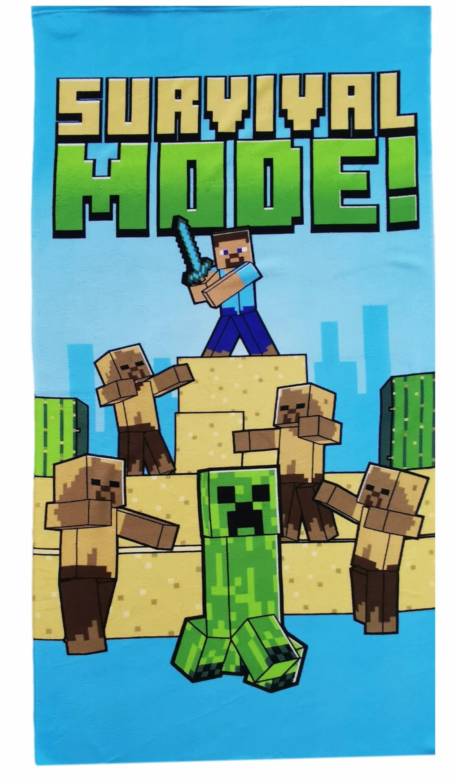 Theonoi Dziecięcy ręcznik kąpielowy Minecraft Survival, 70 x 140 cm, poliester, szybkoschnący