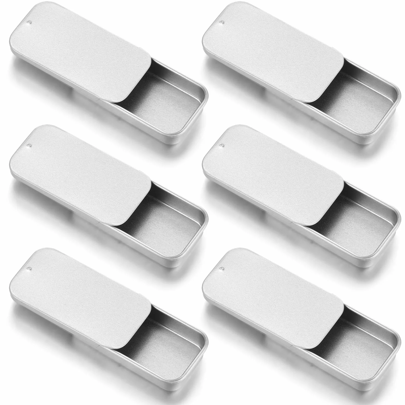Małe blaszane pudełko, prostokątna puszka z suwakową pokrywką, mini metalowe puszki, przesuwana, prostokątne, małe puszki z pokrywką, do biżuterii, cukierków, kluczy, spinek do włosów na