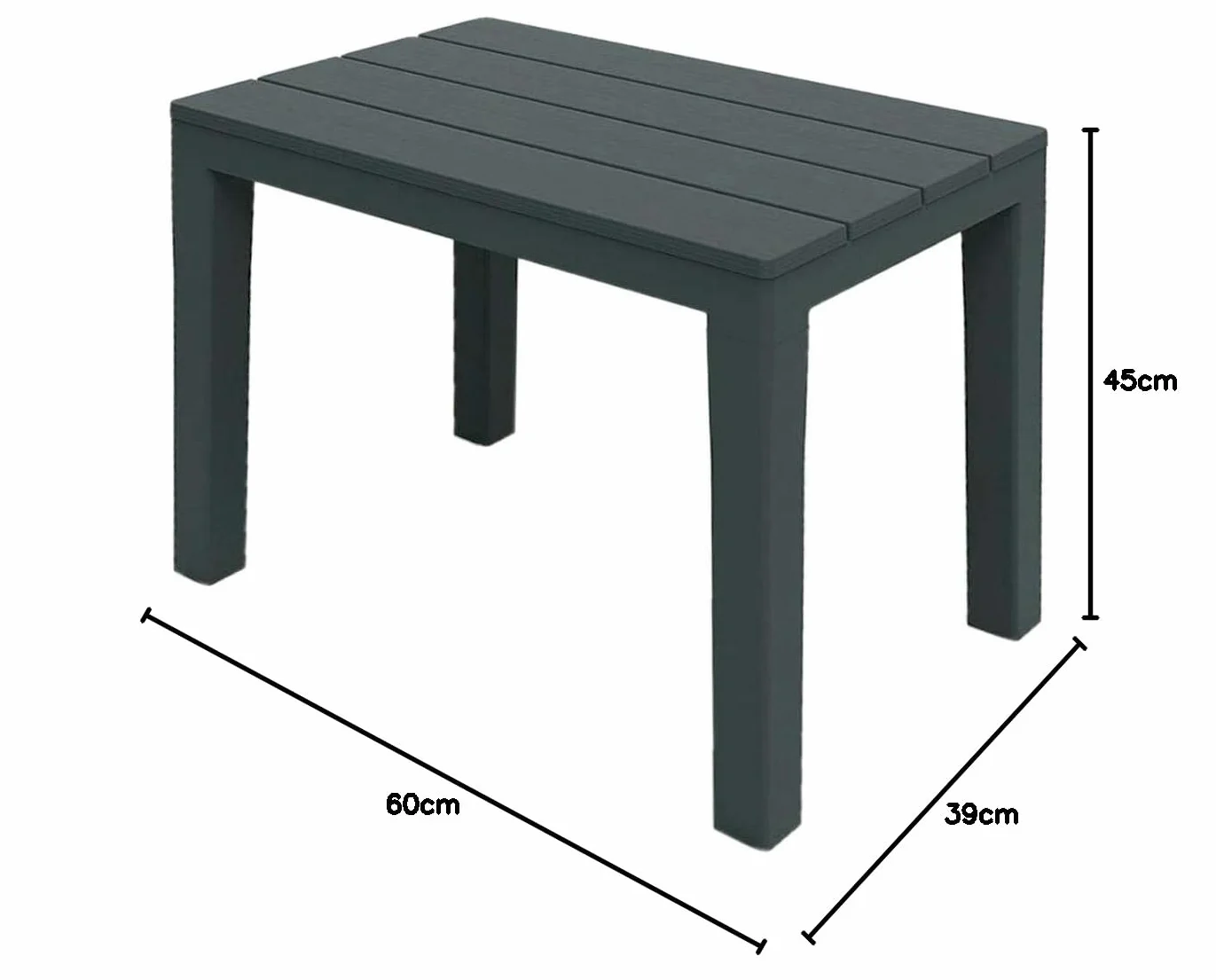 Spetebo Stolik ogrodowy w kolorze antracytowym, wymiary: 60 x 39 x 45 cm (szer. x gł. x wys.), na balkon