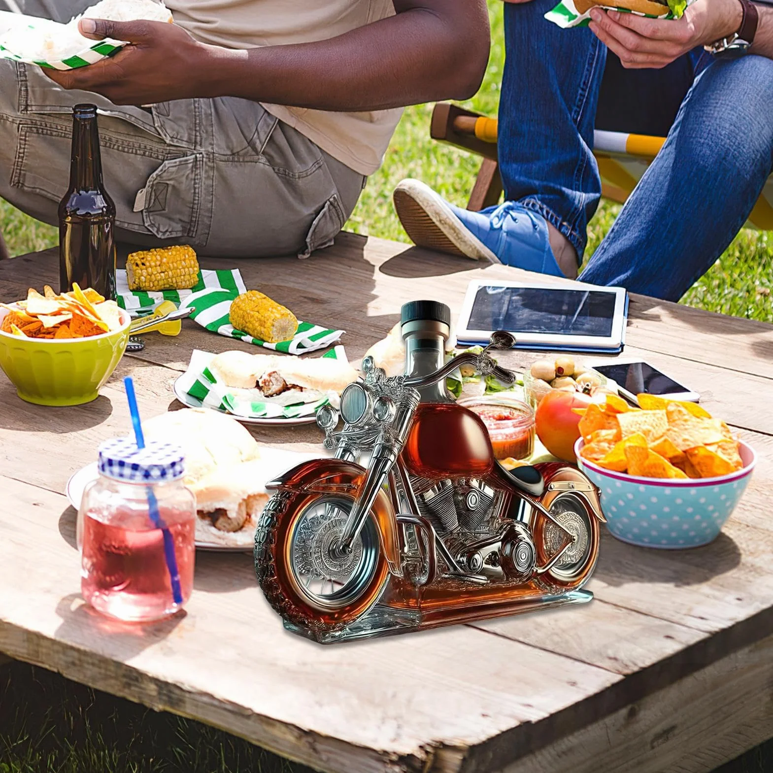 Karafka do wina szklany napowietrzacz alkoholu motocykl vintage butelka na napoje