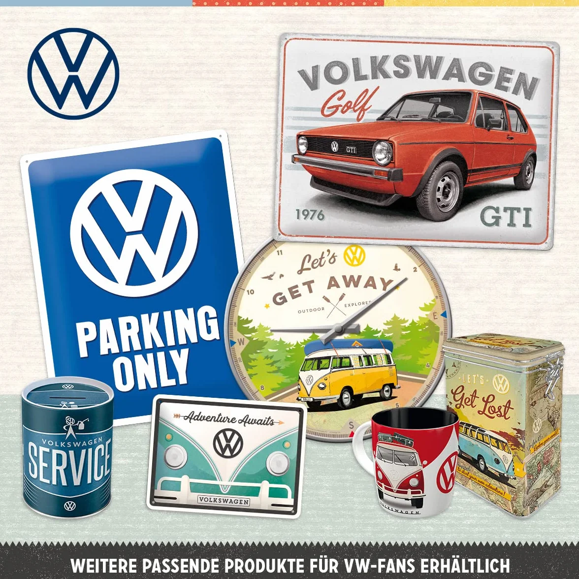 Nostalgic-Art Retro skarbonka, 1 l, VW – Good things are ahead of you – Pomysł na prezent dla miłośnika Volkswagena Busa, Official License Product (OLP), metalowa skarbonka, Styl vintage