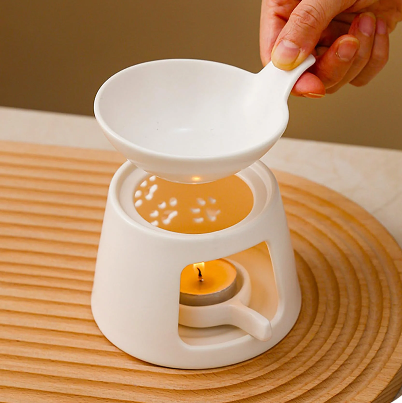 Ceramiczne palniki do topienia wosku białe, podgrzewacz wosku do świec typu tea light, palnik olejków eterycznych, palnik woskowy do świec, lampa dyfuzor zapachowy do jogi aromaterapii do