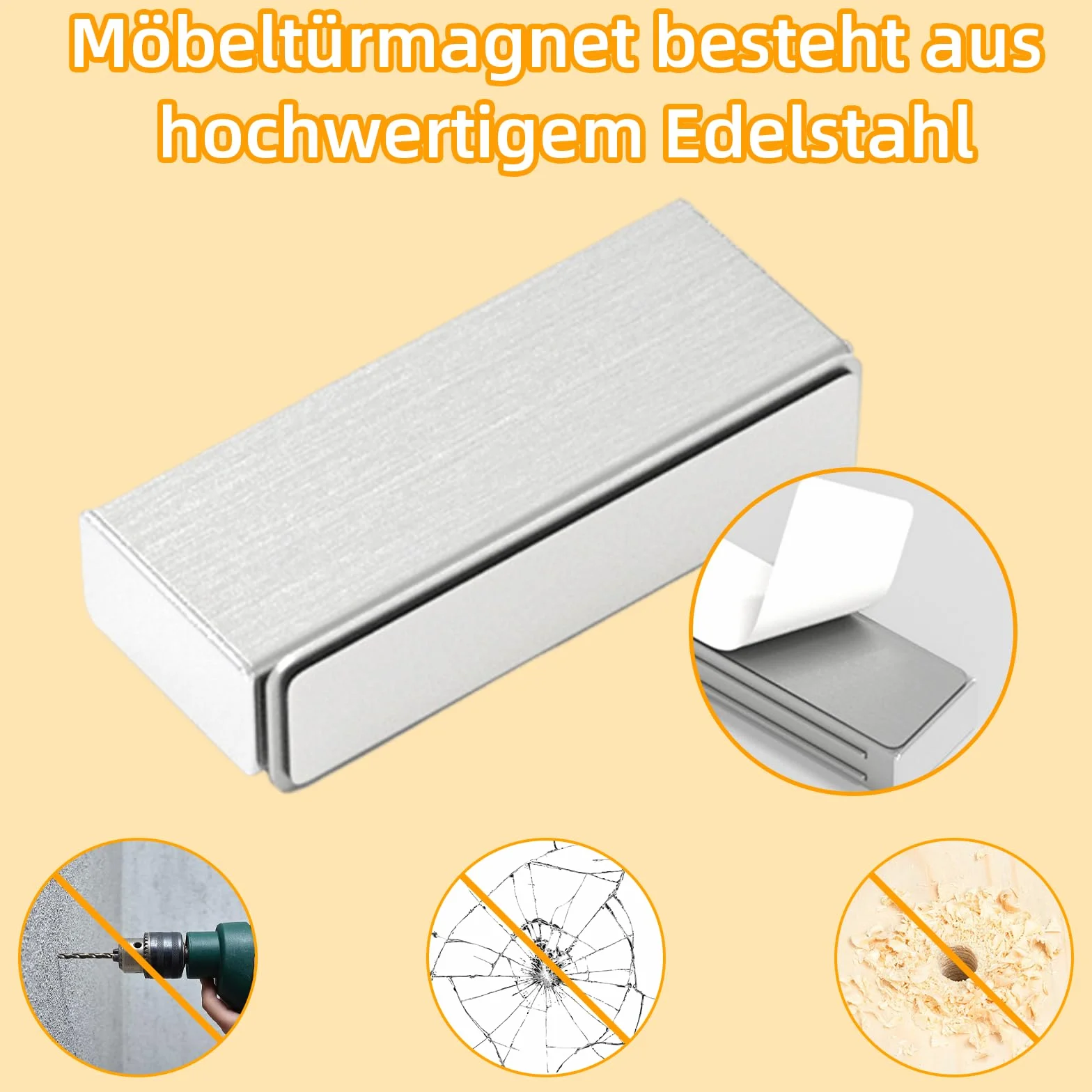 Samoprzylepny magnes na drzwi, 2 sztuki, magnetyczny magnes na drzwi szafy, magnes meblowy ze stali nierdzewnej, otwieracz do drzwi, otwieracz drzwi (duży rozmiar)