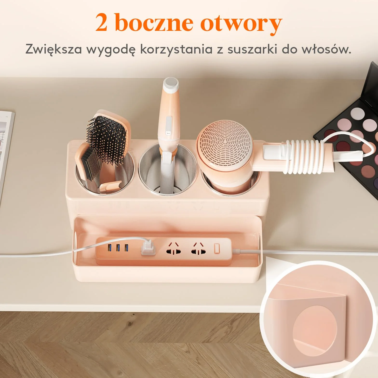 Lifewit Organizer, uchwyt na suszarkę, zdejmowany akrylowy stojak na szczotkę do włosów do przechowywania lokówki/narzędzi do stylizacji włosów/akcesoriów do makijażu w łazience, toalecie, kuchni