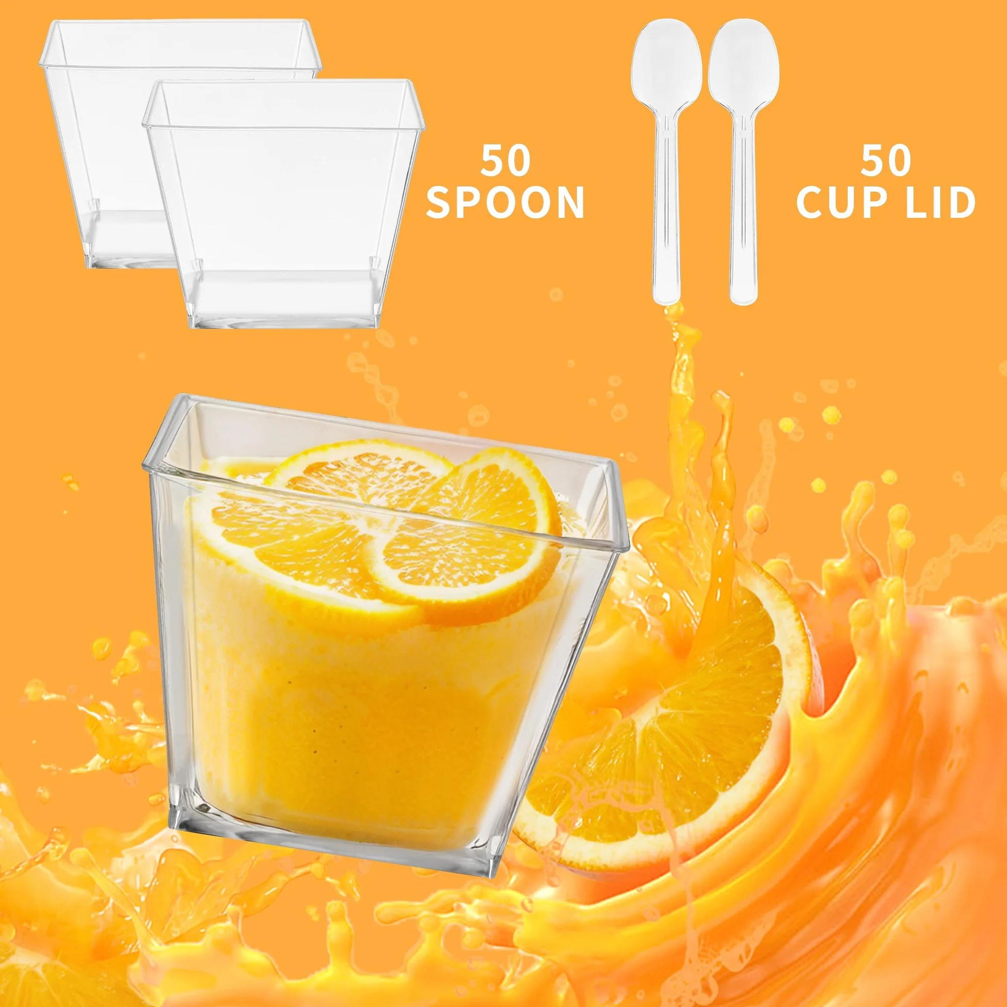Plastikowy kubek deserowy 160 ml 4 unz 50 sztuk z łyżkami