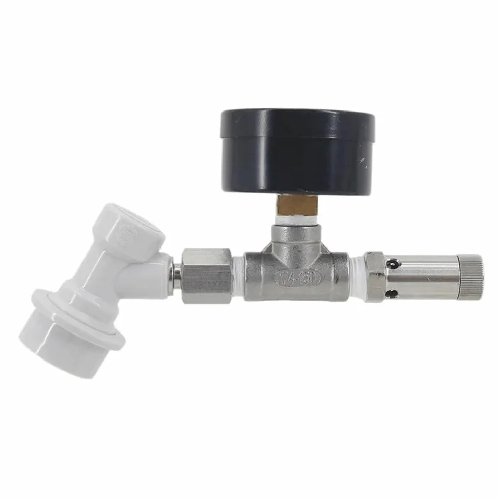 Valves, Ball Lock Quick Disconnect with Pressure Gauge and Adjustable Spunding Valve 0-30 Psi Homebrew Kegging Pressure Transfer