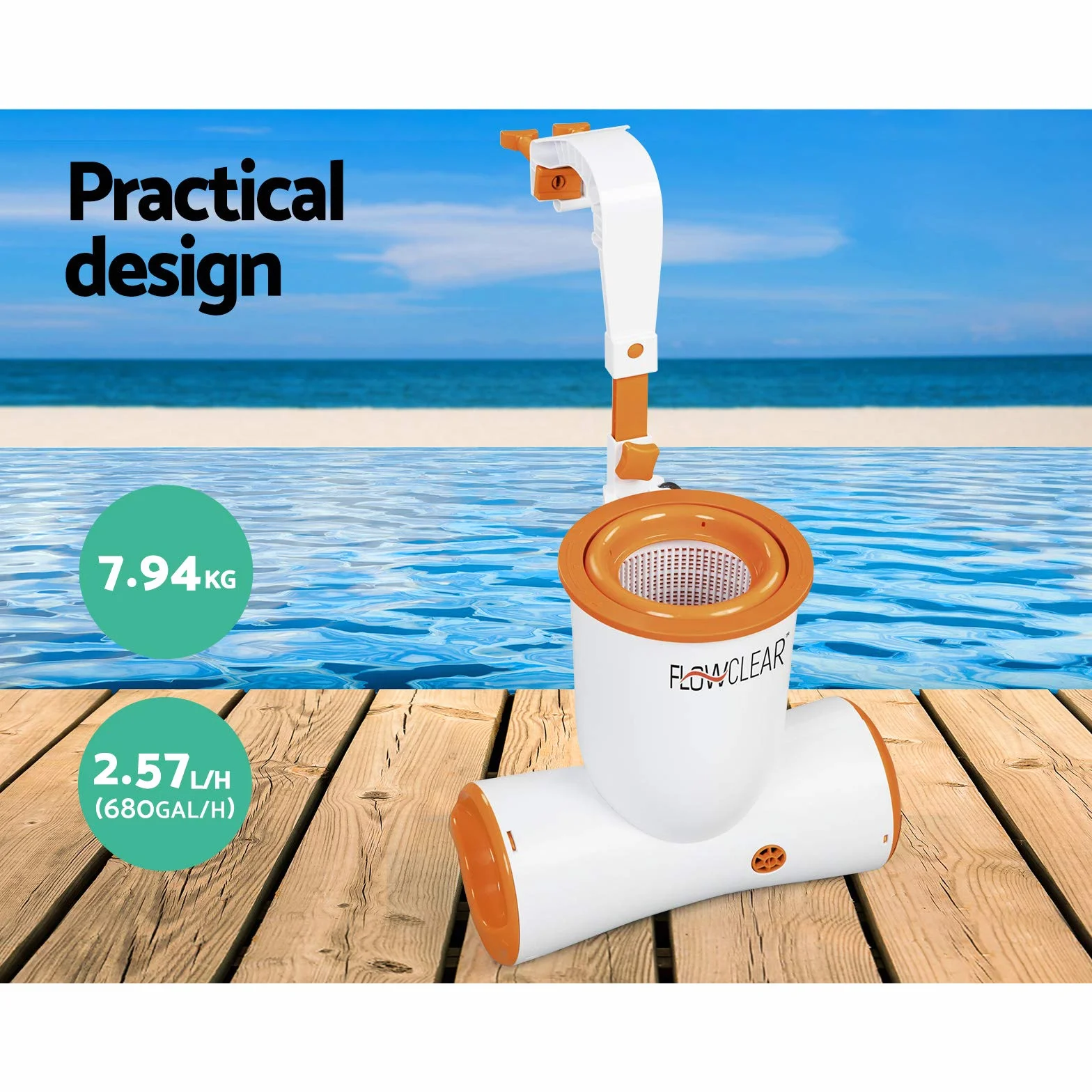 Flowclear Skimatic 2-w-1 wiszący podgarniacz / pompa filtrująca 2.574 l/h