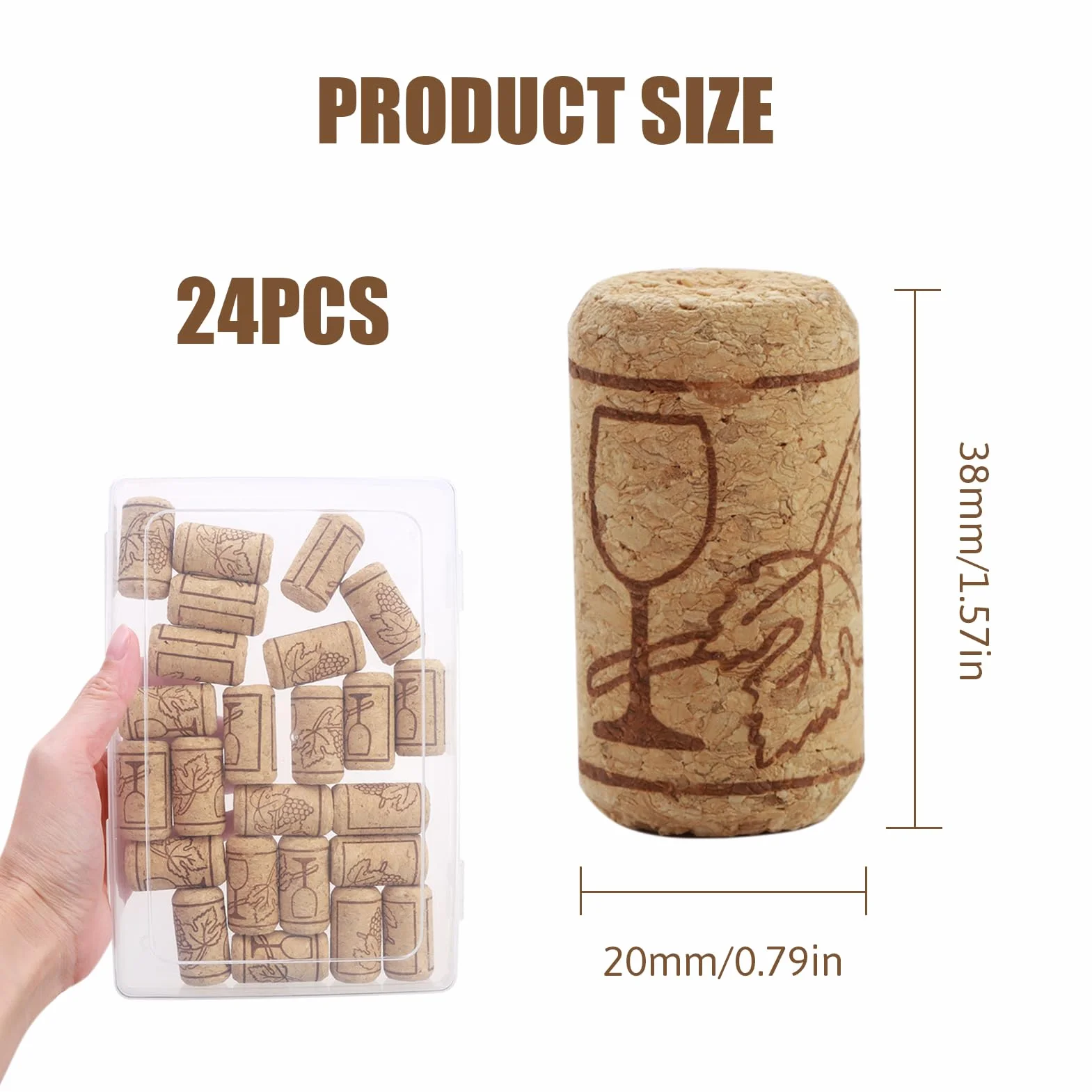 24 sztuki naturalnych korków do butelek wina, 20 x 38 mm, przyjazne dla środowiska korki do majsterkowania, projektów DIY i produkcji wina, wysokiej jakości zamknięcia do wina, bezpieczne i trwałe,