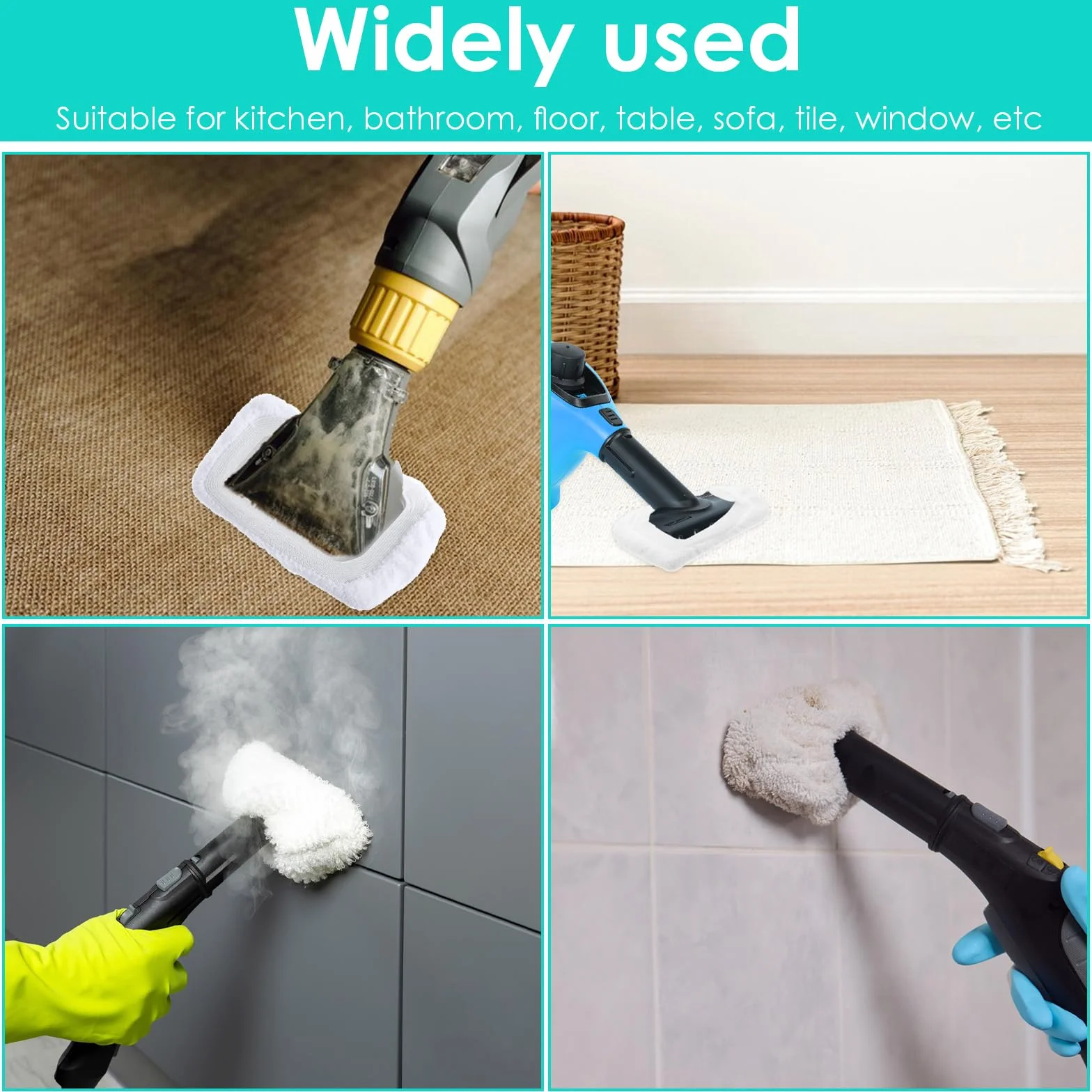 Uniwersalne podkładki do mopa parowego, zmywalne nasadki do czyszczenia parowego, wielokrotnego użytku, ściereczki z mikrofibry, do większości ręcznych, schludnych środków czyszczących na parze