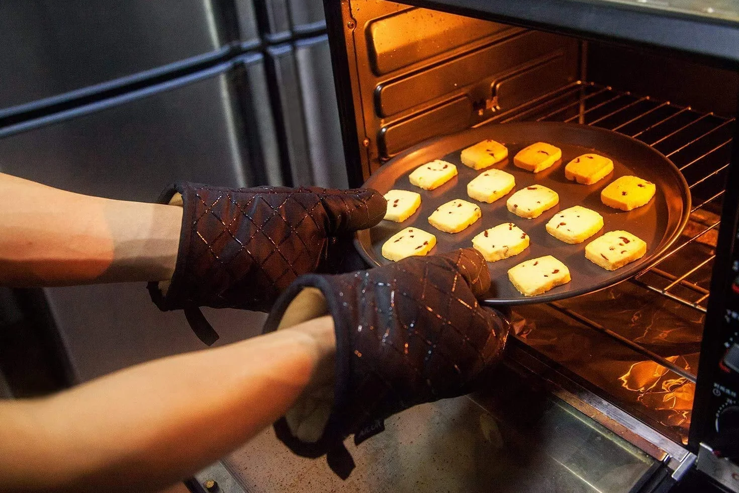 Comius Sharp1 rękawice kuchenne bawełniane antypoślizgowe do piekarnika odporne na wysokie temperatury czarne