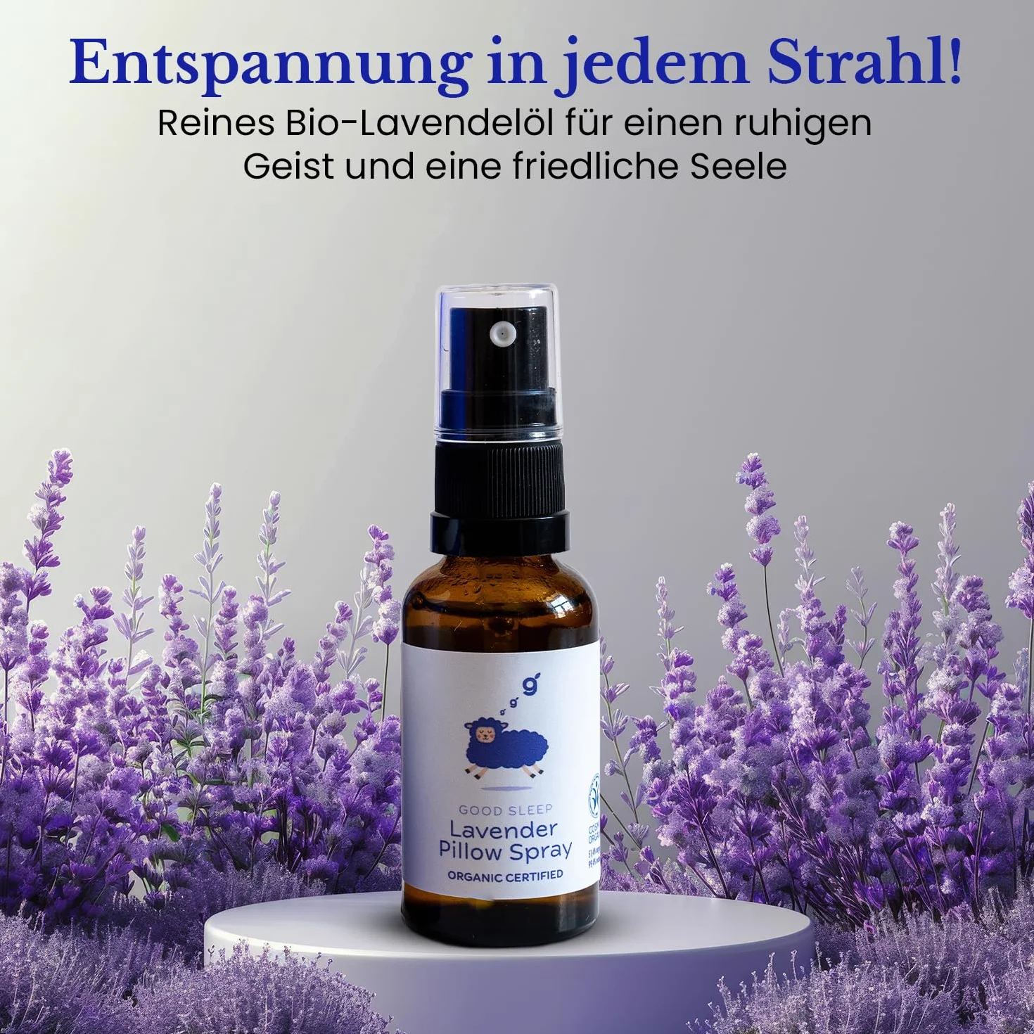 Schlafwohl spray lawendowy do poduszek 30 ml – spray do spania zapewnia spokojny sen, spray powietrzny do relaksu i odpoczynku, z prawdziwym ekologicznym olejkiem lawendowym, bezalkoholowym sprayem do