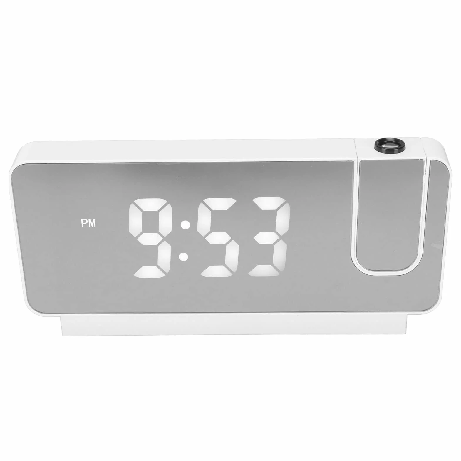 Yosoo Health Gear Budzik projekcyjny, zegar cyfrowy z projektorem obracanym o 180°, godzina, data, wyświetlanie temperatury, szeroki kąt HD LED, zegar projektorowy do sypialni (biały)