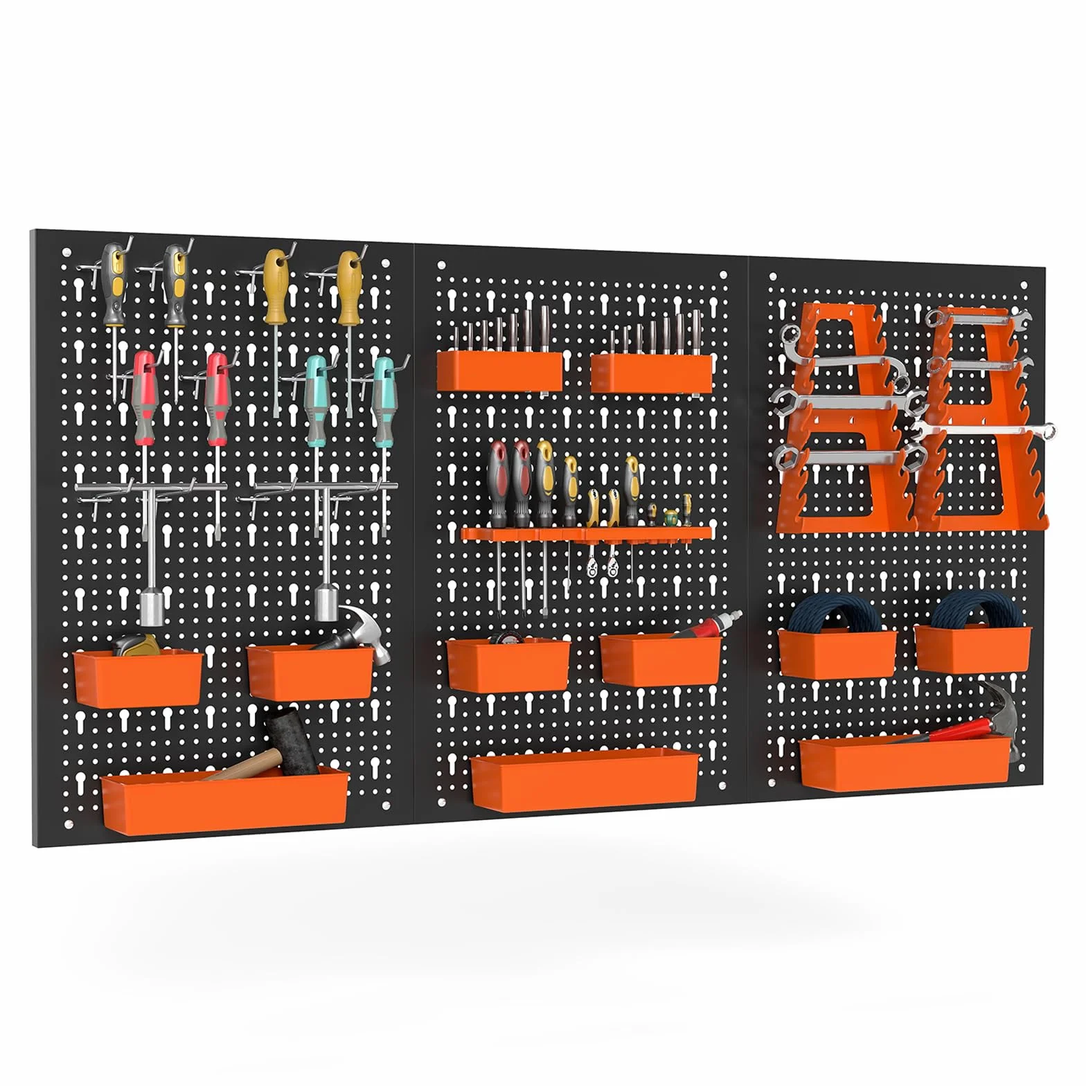 COSTWAY Ścianka narzędziowa 120 x 60 x 2 cm, perforowana ścianka warsztatowa z 9 szufladami do przechowywania, uchwytami na narzędzia i haczykami, metalowa ścianka narzędziowa z akcesoriami, garaż