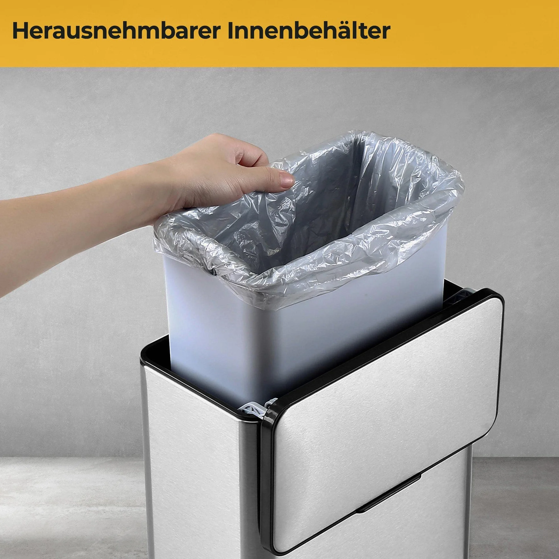 SILBERTHAL Kosz na śmieci ekologiczny, 3 l, stal nierdzewna, z pokrywką, bezzapachowy, z filtrem z węglem aktywnym, pojemnik wewnętrzny, nadaje się do mycia w zmywarce