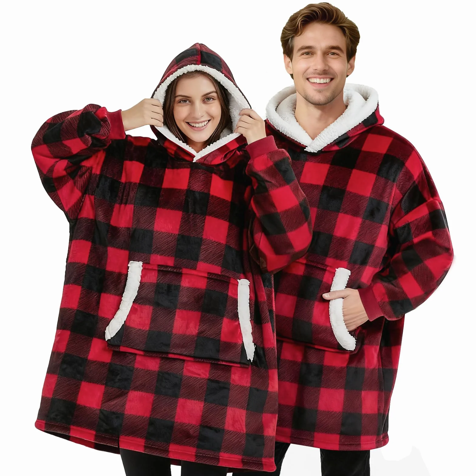 sherpa bluza z kapturem, oversize, oryginalna, super miękka, przytulna, ciepła, ogromna bluza z kapturem, koc z rękawami, sweter bożonarodzeniowy, dla kobiet i mężczyzn, prezent dla kobiet