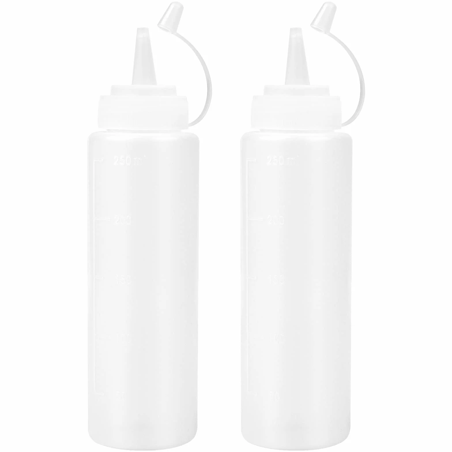Plastikowe butelki do wyciskania 250 ml do malowania, pieczenia, sosu, oliwy z oliwek z zatyczkami zabezpieczającymi przed wyciekaniem
