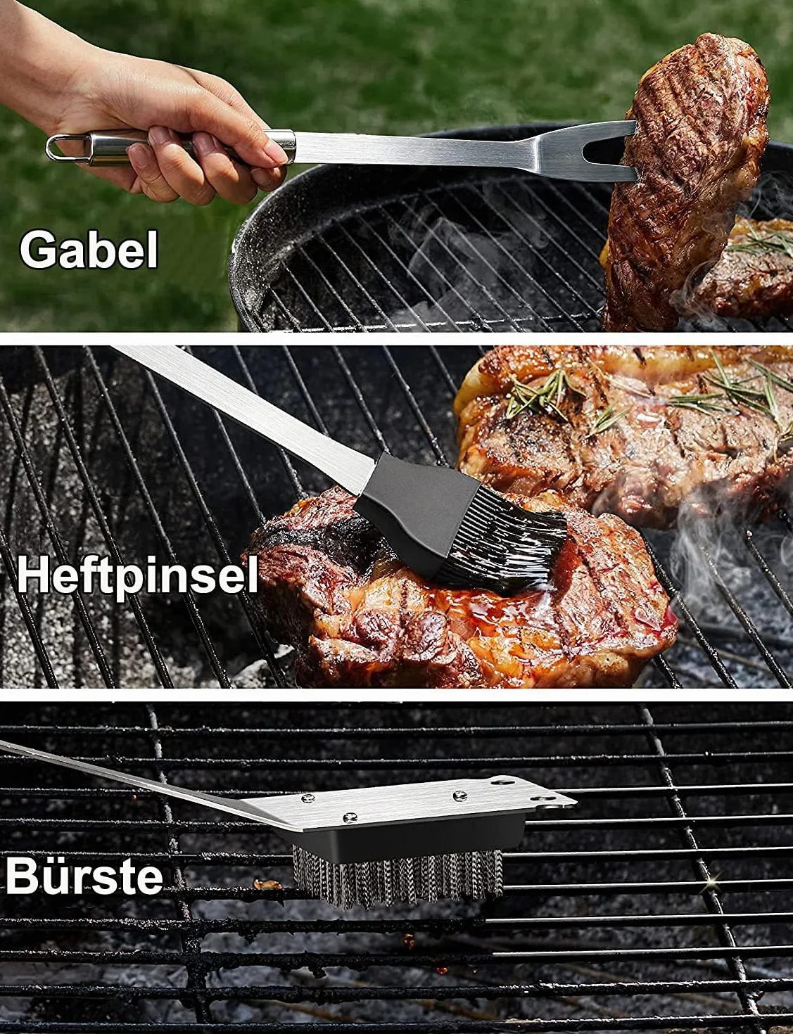 MUJUZE 21 szt. akcesoriów do grillowania, bardzo gruby zestaw do grillowania ze stali nierdzewnej, zestaw do grillowania z fartuchem, idealny na Dzień Ojca, urodziny, Boże Narodzenie i nie tylko