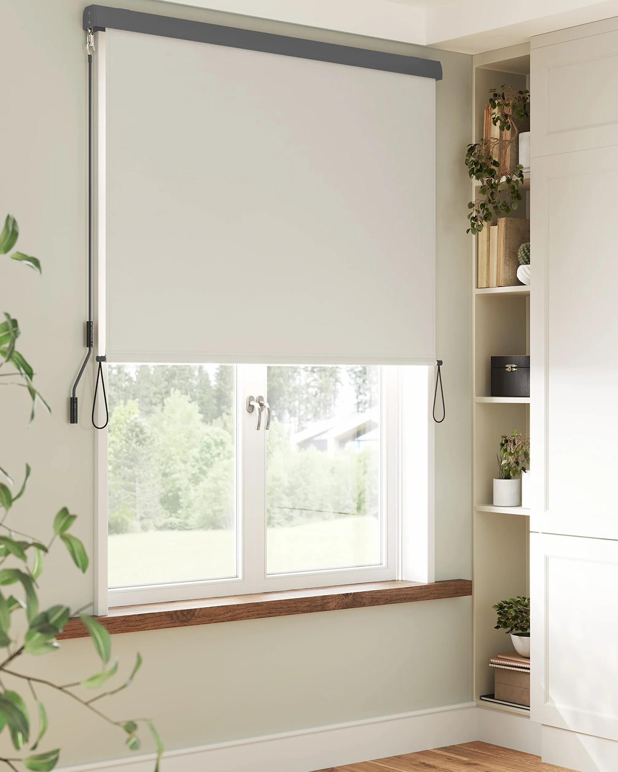 SONGMICS 1,4 x 2,5 m (szer. x dł.) markiza pionowa na balkon, taras, z szarą kasetą, pionowa markiza do użytku na zewnątrz, markiza chroniąca przed wiatrem, słońcem i spojrzeniami, beżowa GSA145BE