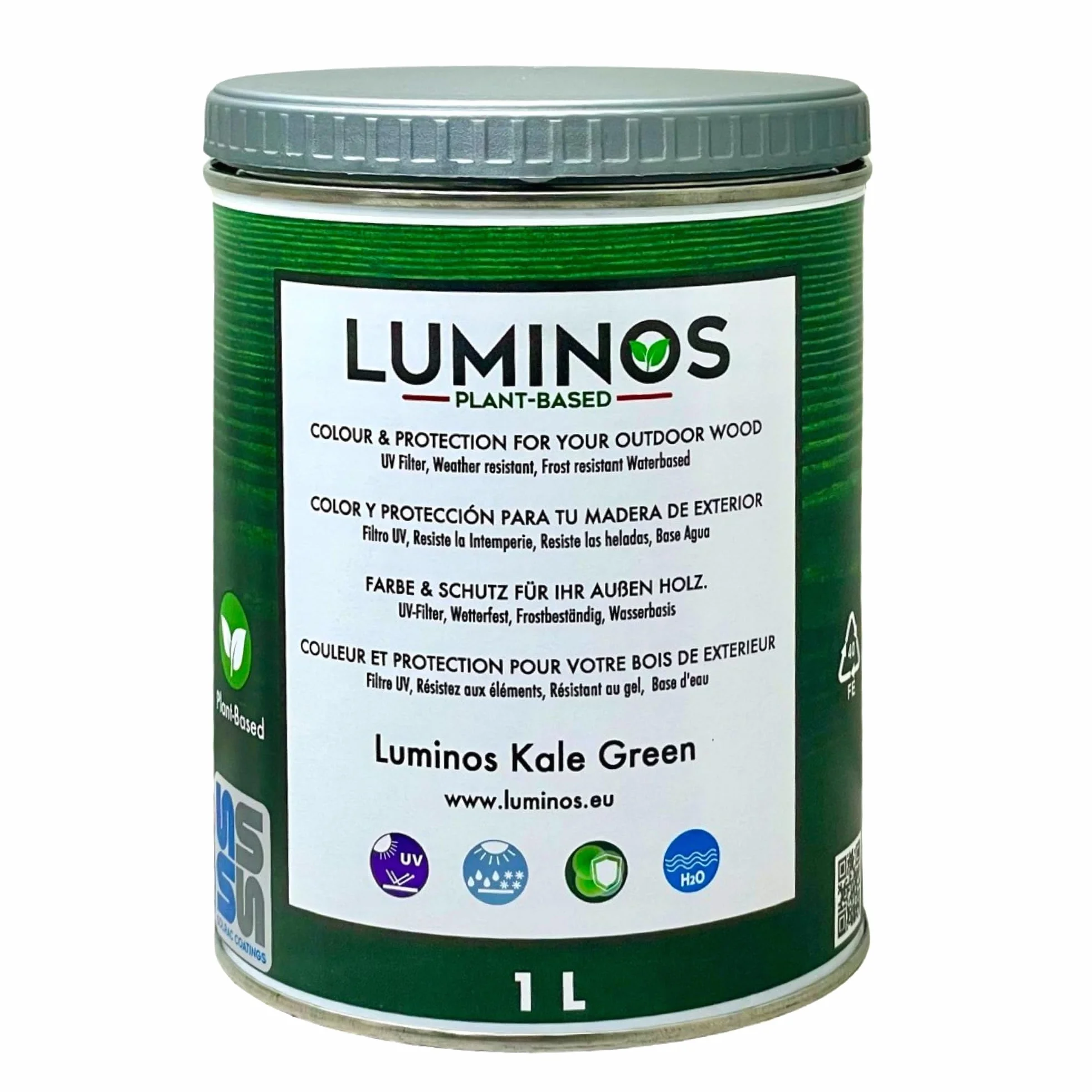 Luminos LUM1106 - Kale Green - wodny ochraniacz na plamy do drewna BIO - zielony 1L