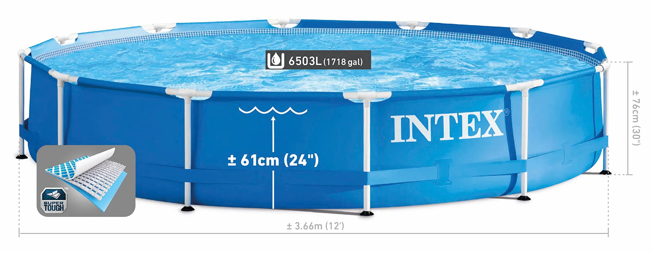 Intex Basen Ogrodowy, Niebieski, Ø 366 x 76 cm