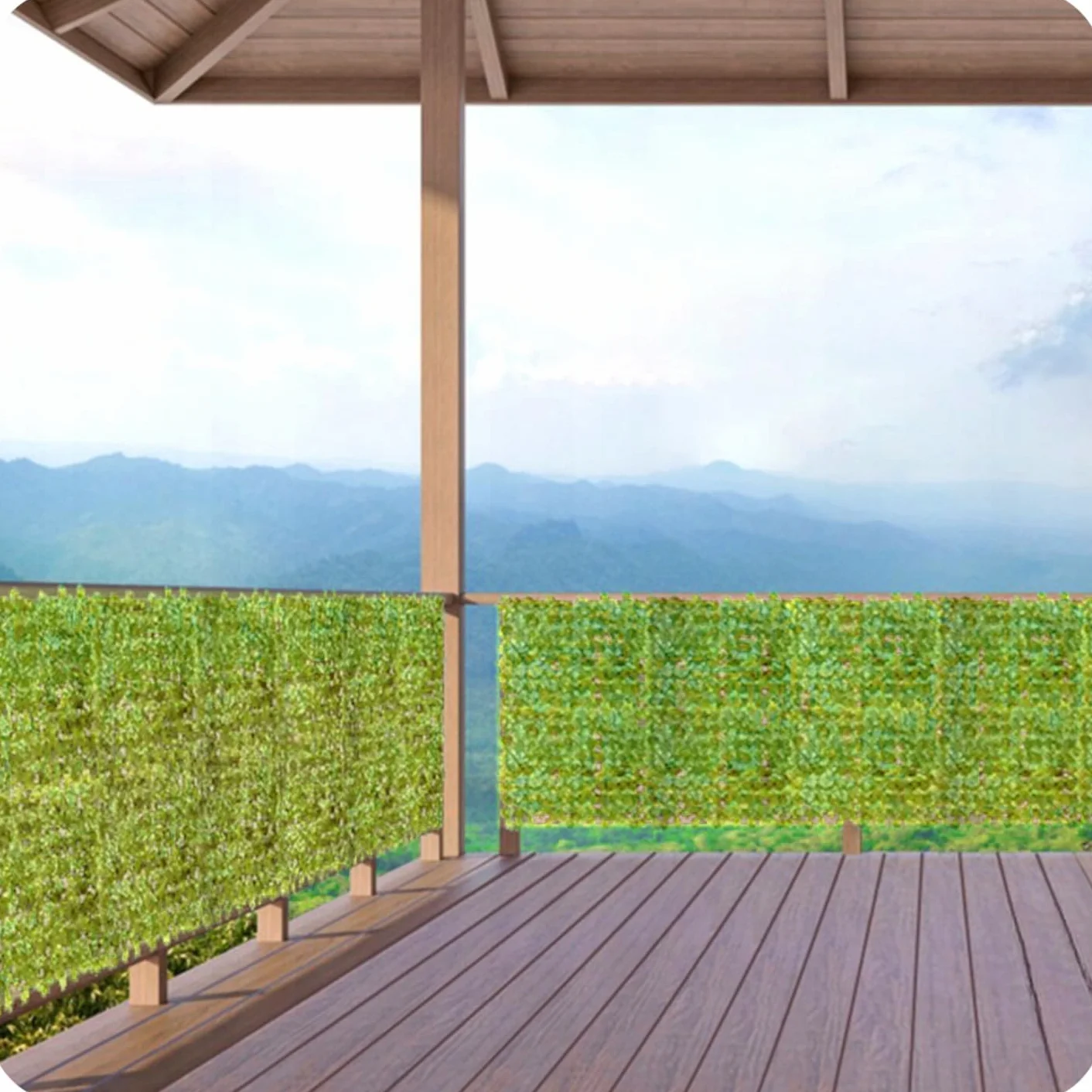 KRUMAD Sztuczny bluszcz ochrona przed wzrokiem, zestaw 2 x 500 x 50 cm, wisząca girlanda, ochrona przed wzrokiem na balkon i do ogrodu, sztuczny bluszcz, w zestawie 200 opasek kablowych, ochrona przed