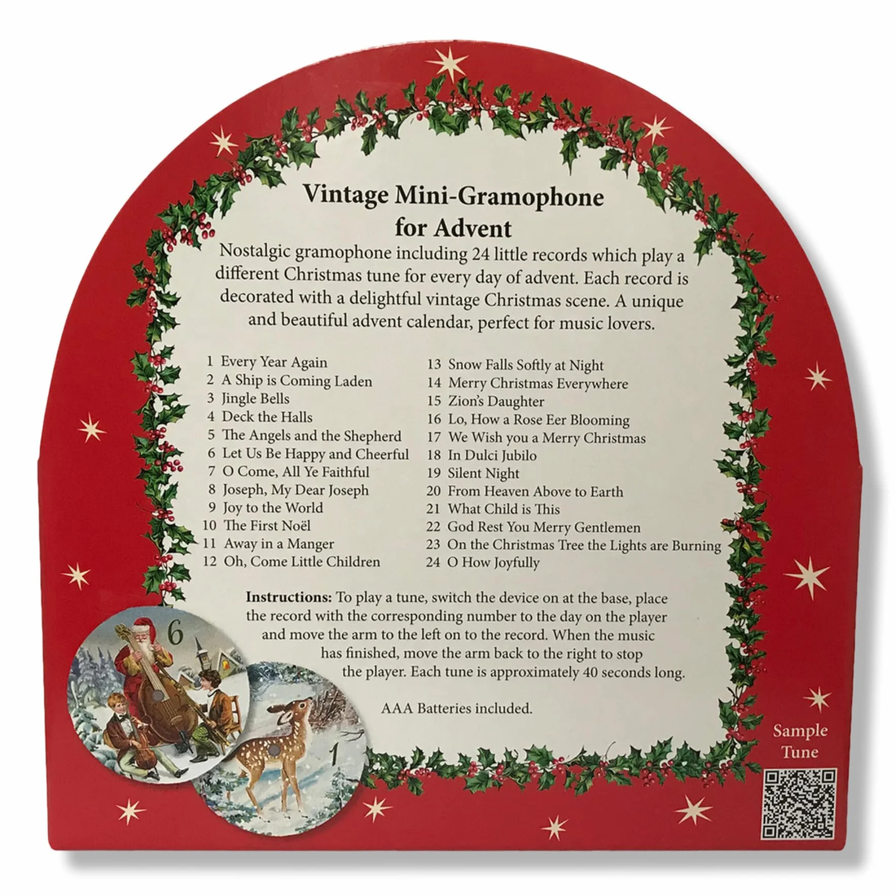 Sound-Adventskalender – Kleine Weihnachtsmusik: Vintage-Plattenspieler mit 24 Melodien