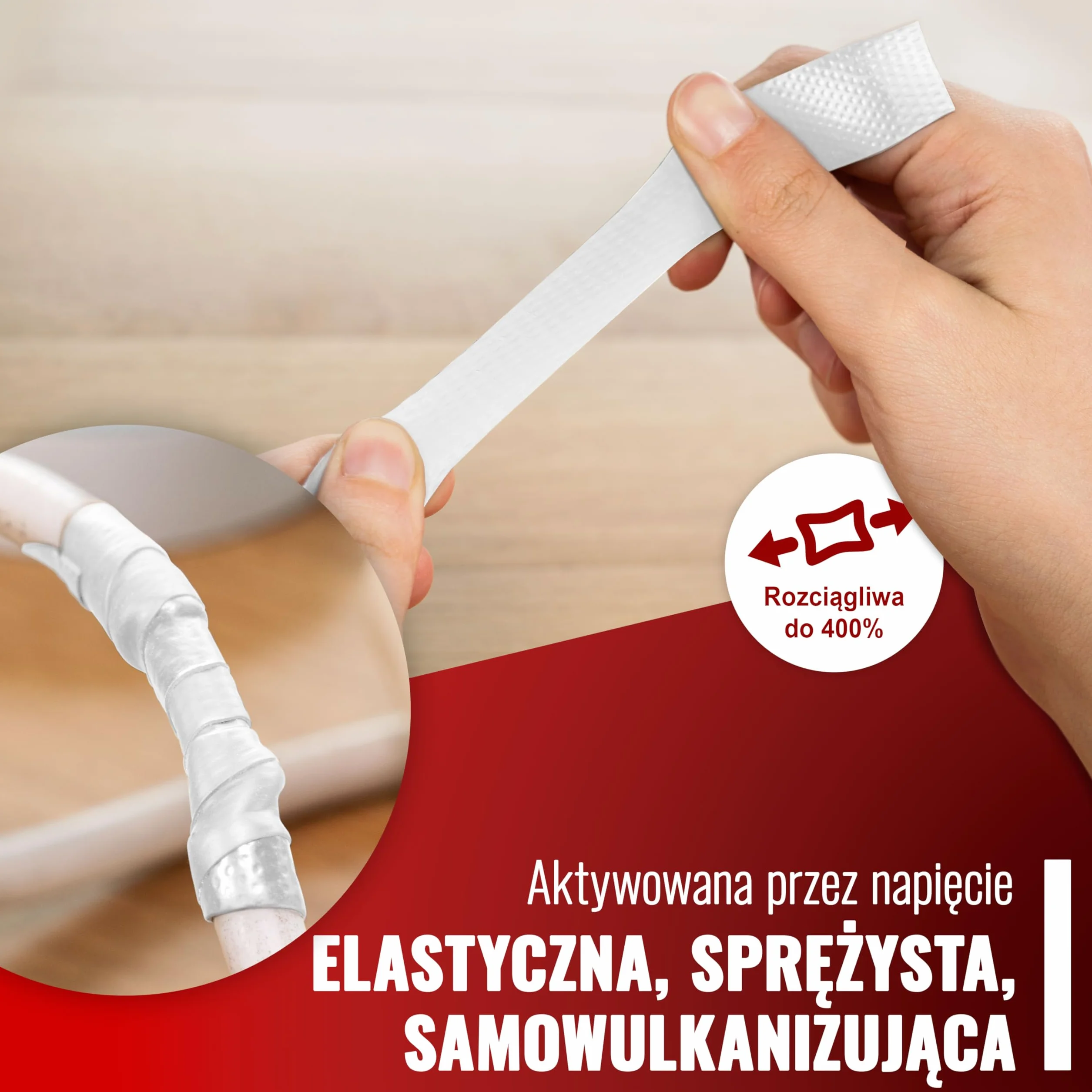 Poppstar samowulkanizująca taśma izolacyjna, uniwersalna, 10m x 19mm x 0,76mm, biała, 1 rolka