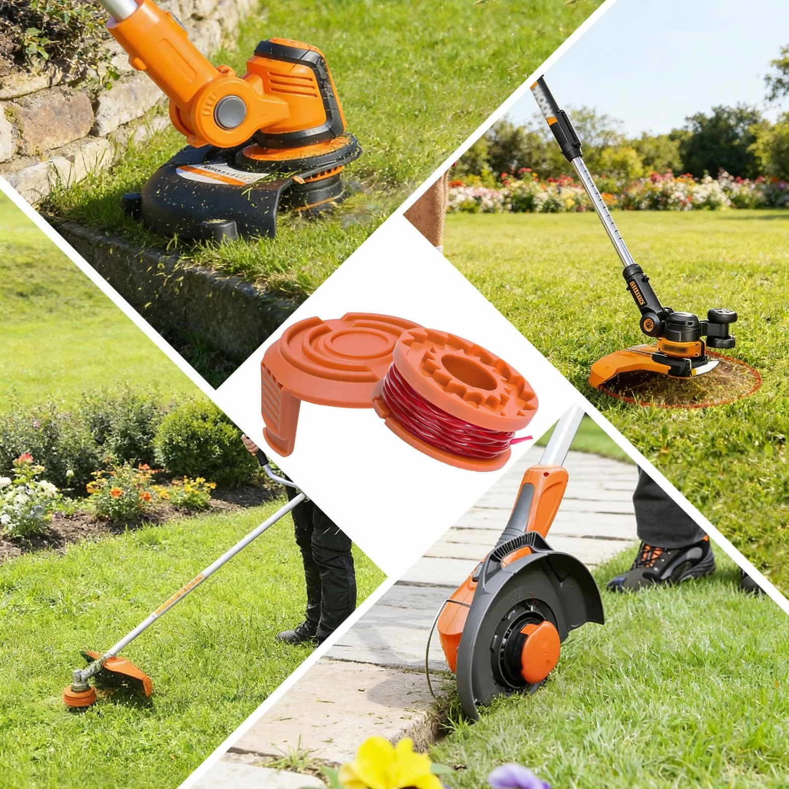Gucass Zestaw 12 zapasowych szpul z żyłką do podkaszarki, kompatybilny ze wszystkimi podkaszarkami Worx 20 V, średnica 1,65 mm, 3 m, zawiera 10 opakowań żyłki do podkaszarki i 2 opakowania zaślepek