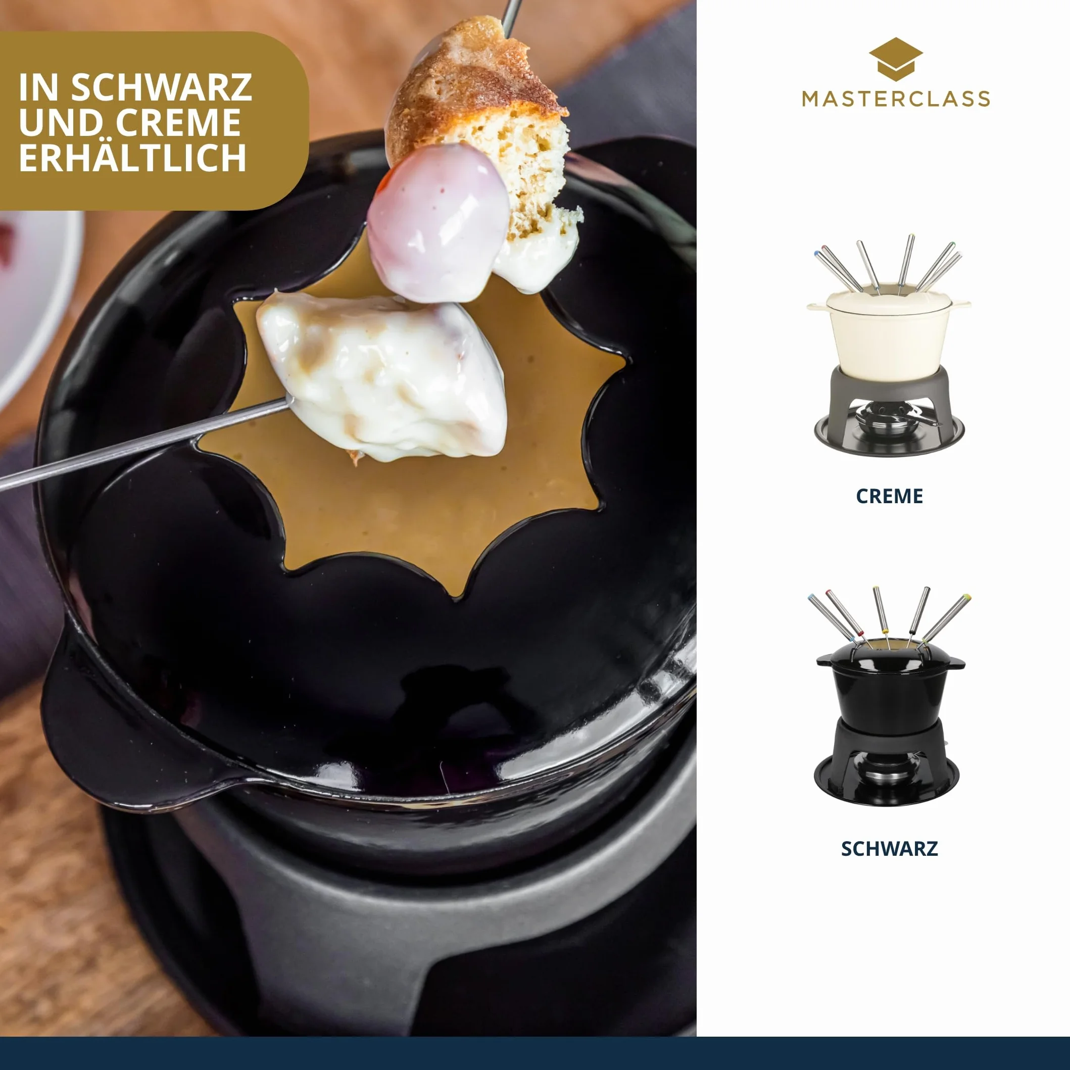 MasterClass Żeliwny Zestaw do Fondue 12 × 18 × 21 cm Czarny