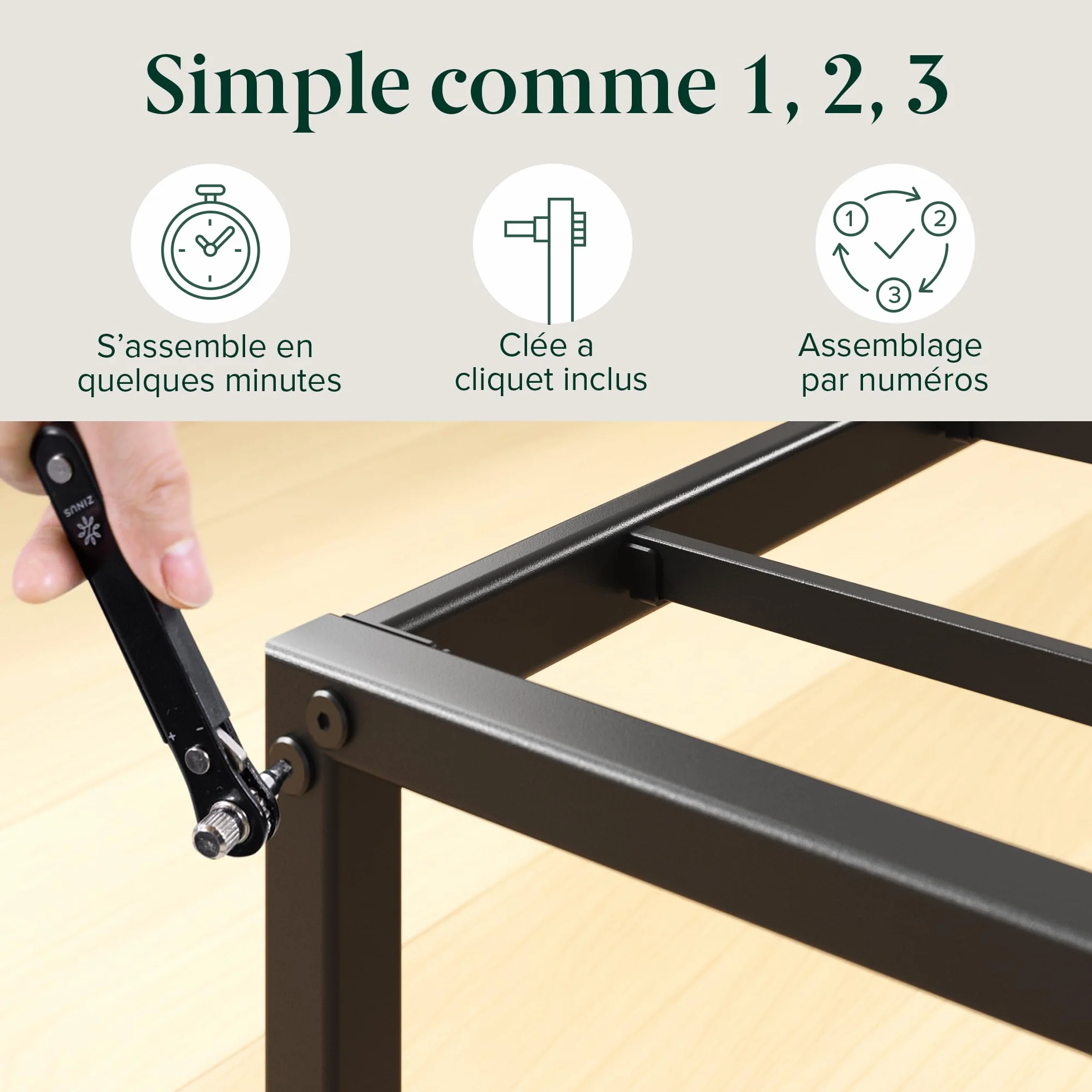 Zinus Lorelai łóżko 140 x 190 cm, rama łóżka o wysokości 36 cm z miejscem do przechowywania pod łóżkiem, metalowa rama łóżka platformowego, kolor czarny
