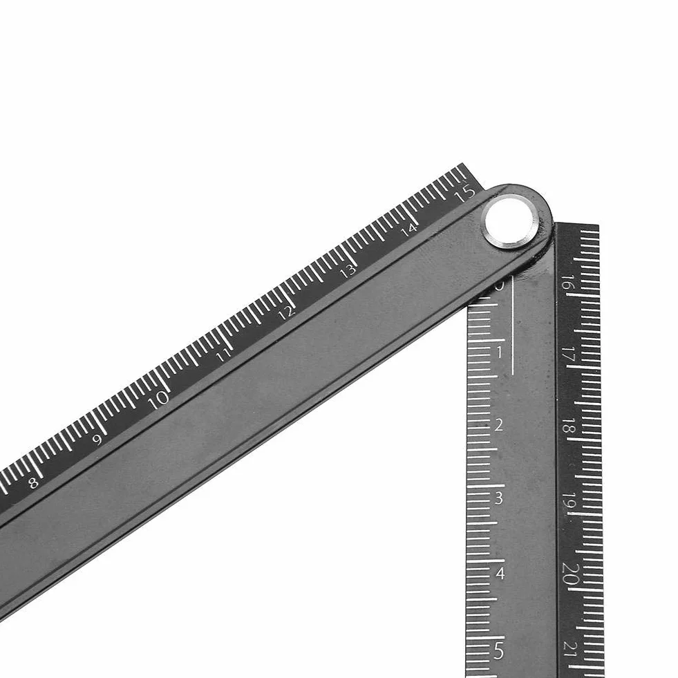 1 linijka ze stopu aluminium, linijka 0-300 mm, składana metalowa linijka do pisania pod kątem 90°, typ L, miarka (kąt 90°)