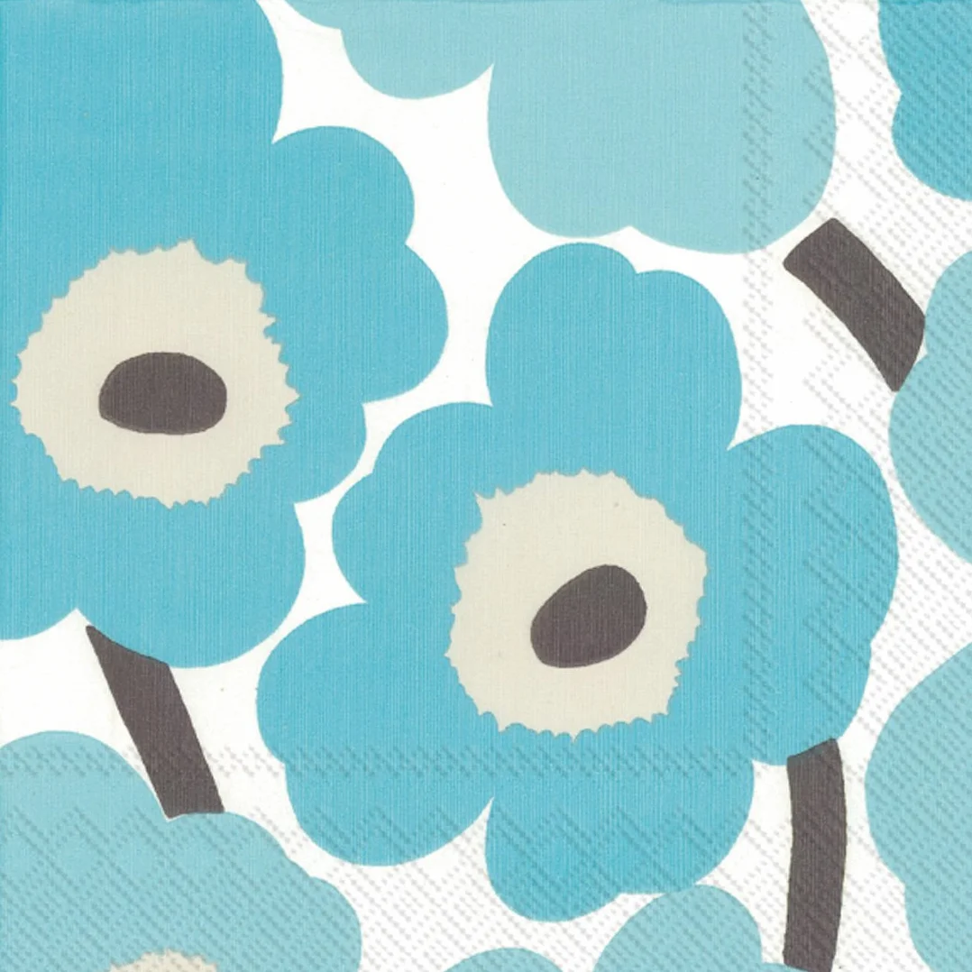 Boston International L552642 IHR Marimekko serwetki papierowe z kwiatami, Unikko turkusowy