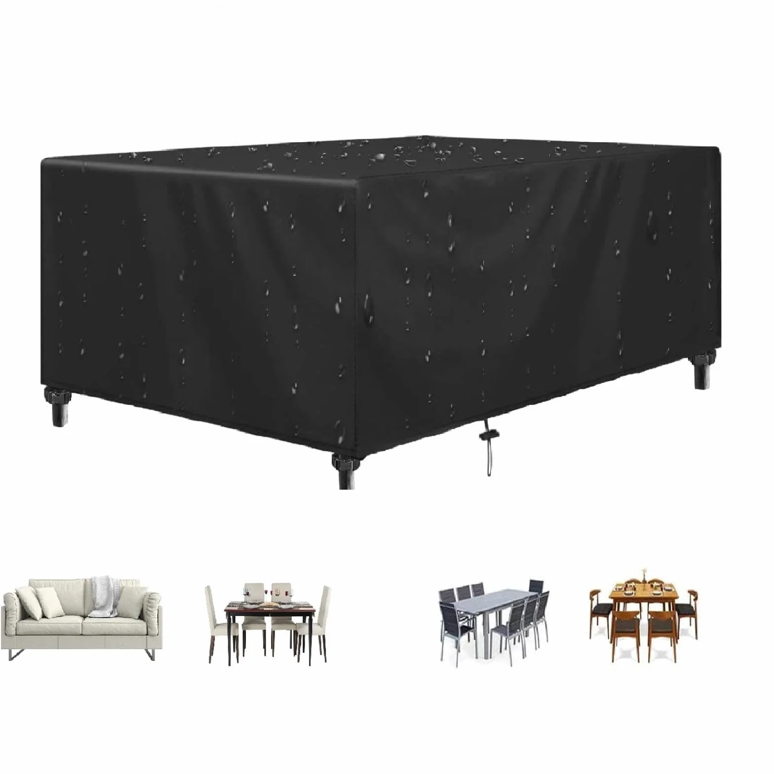 Wodoodporny pokrowiec na meble ogrodowe, 270 x 210 x 80 cm, wodoodporny pokrowiec na meble ogrodowe, ochrona przed promieniowaniem UV, ulepszona, odporna na rozdarcie, tkanina Oxford 600D, rattanowe