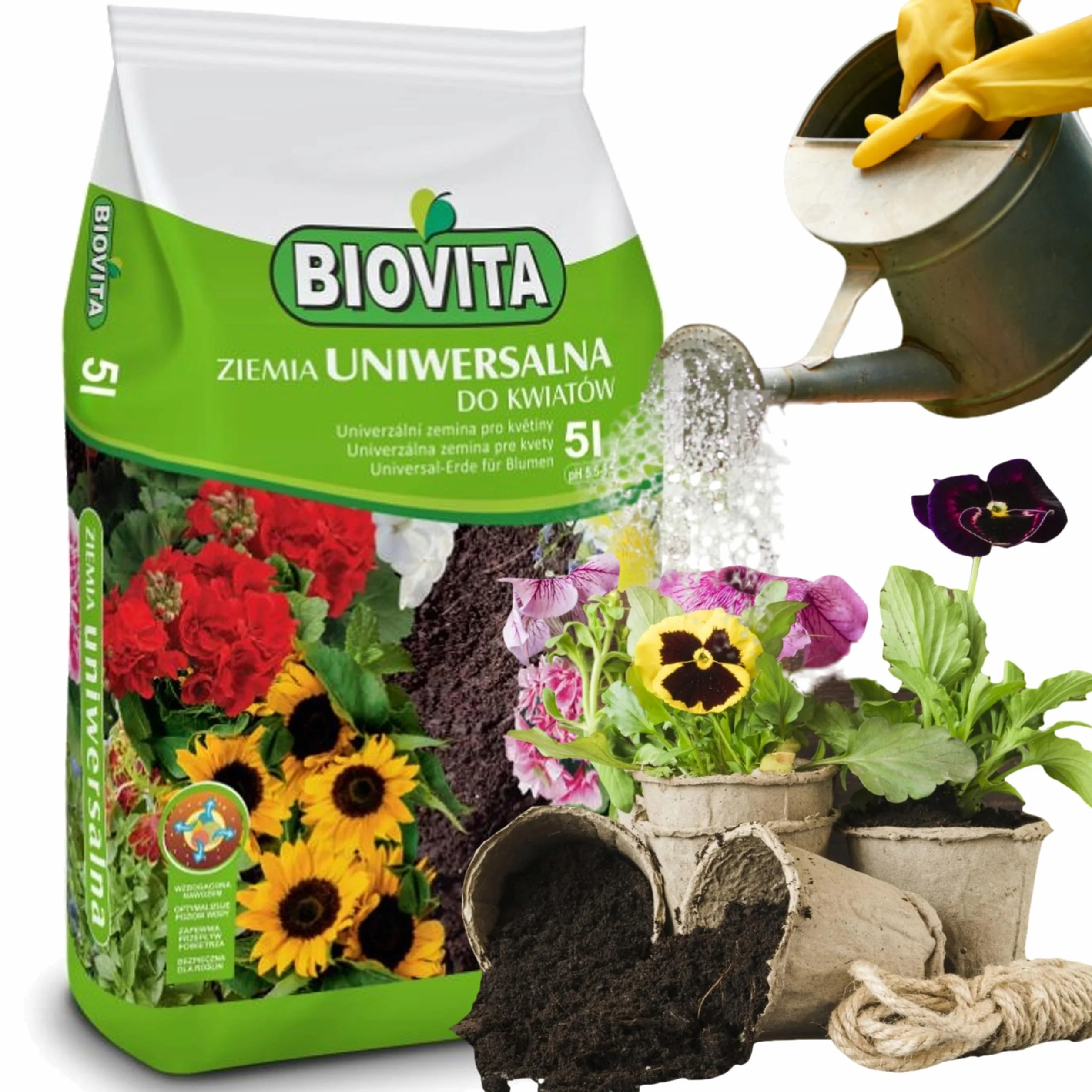 BIOVITA Podłoga uniwersalna 5 l wieloskładnikowa ziemia do roślin gotowa do użycia ziemia naturalne pochodzenia