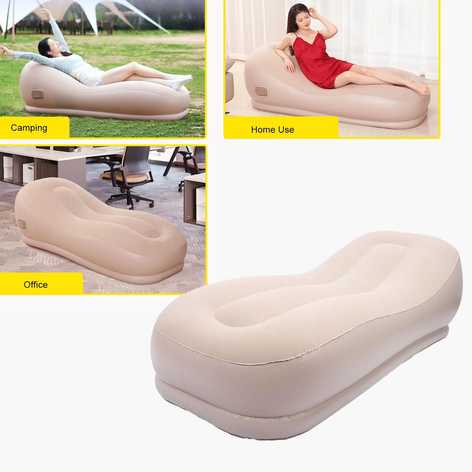 Automatycznie Nadmuchiwana Sofa Dmuchana, Przenośna Samopompująca Sofa, Dmuchana Kanapa Sofa Dmuchana Leniwy Fotel Wypoczynkowy Przytulna Rozkładana Sofa do Spania na Kempingu