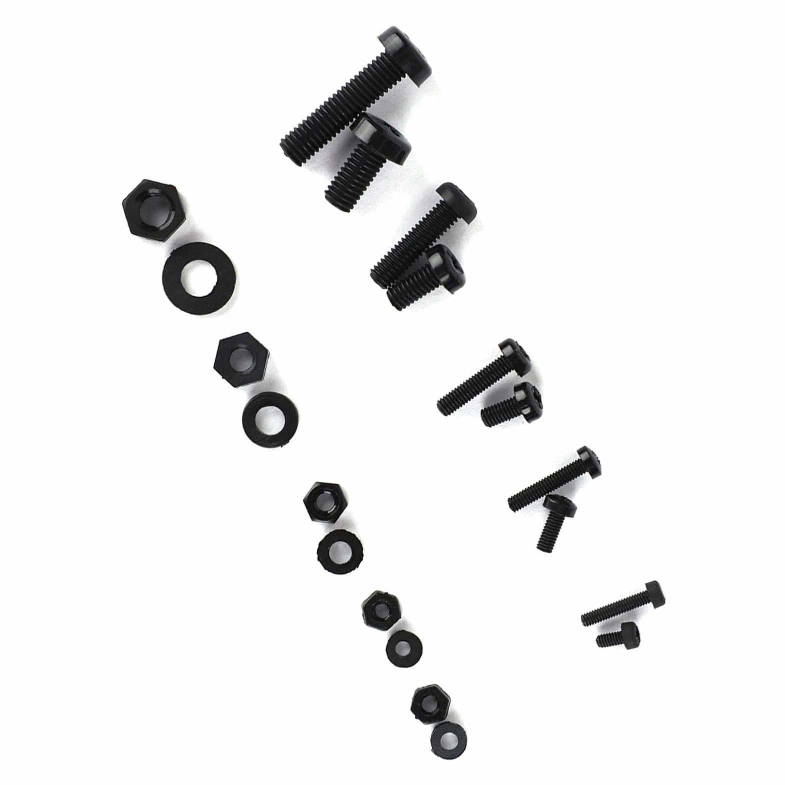 270 Sztuk/pudło M2/M2.5/M3/M4/M5 Nylon Śruba Nakrętka Podkładka Zestaw Asortymentu Łączniki Sprzętowe ze Śrubą Schowek(Czarny zestaw śrub nylonowych 270 sztuk)
