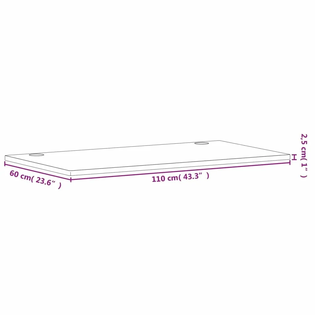 vidaXL Blat do biurka, 110x60x2,5 cm, lite drewno bukowe