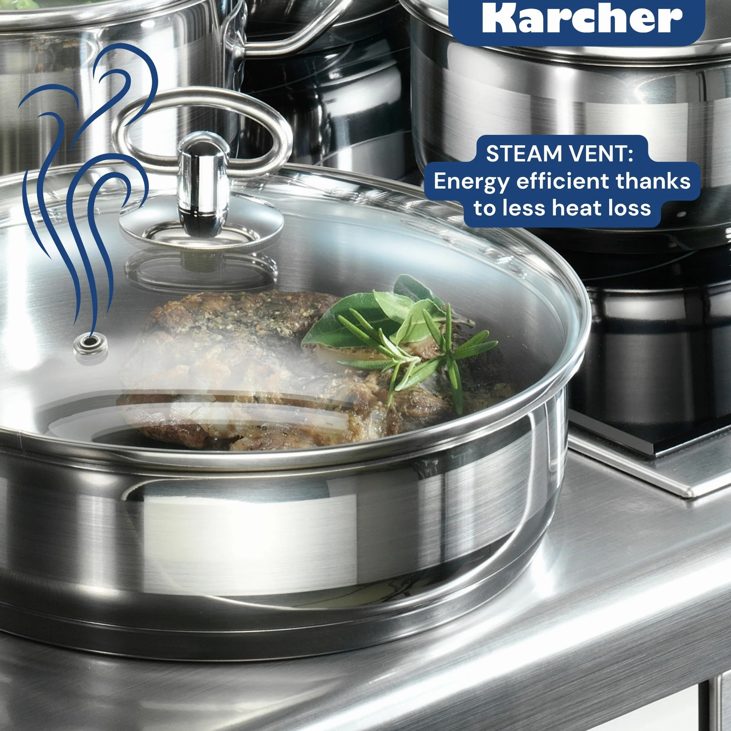 Zestaw garnków Karcher Jasmin 20-częściowy do wszystkich kuchenek w tym indukcyjnych
