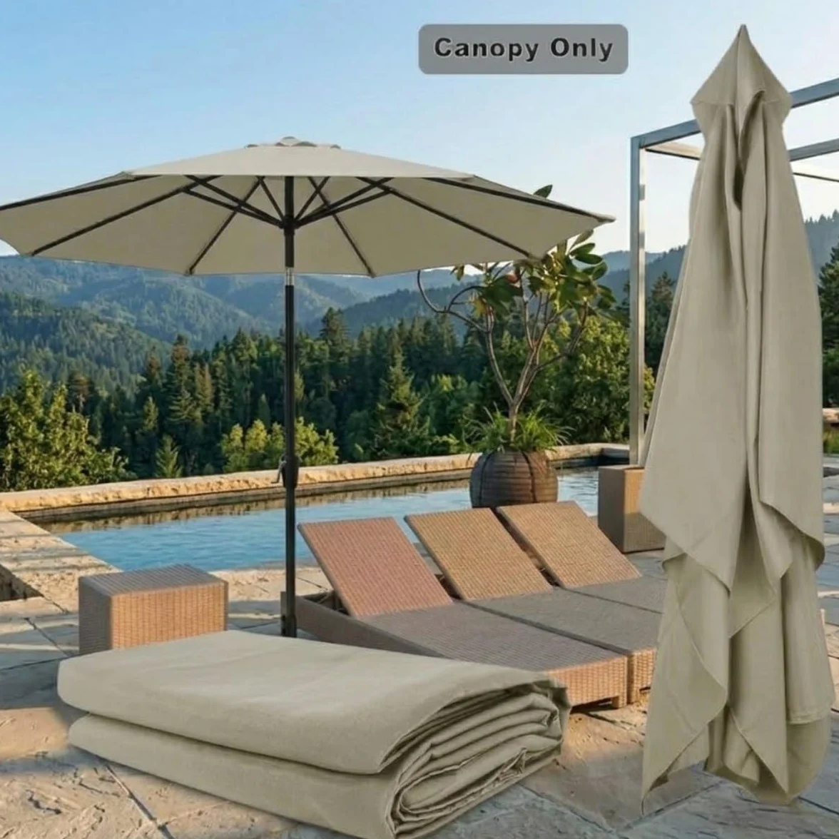Zamienne Poszycie Parasola do Ogrodu na Patio przy Basenie, 2m 2.3m 2.7m 3.0m 4.0m Wodoodporny Pokrowiec na Parasol Plażowy z Ochroną UV, Zewnętrzna Osłona Przeciwsłoneczna